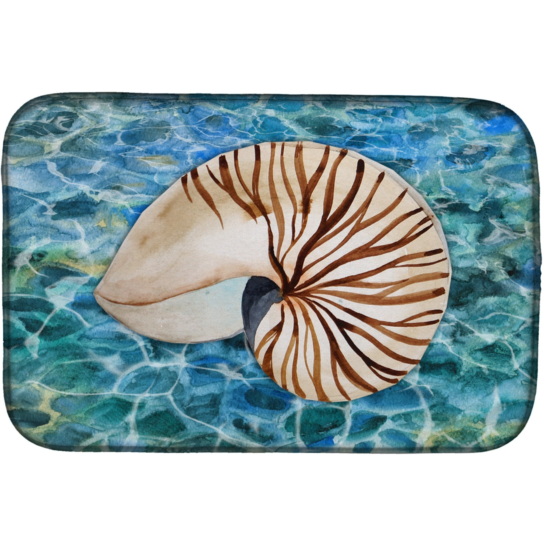 &quotCaroline's Treasures Sea Shell And Water Dish Drying Mat, 14"" x 21"""