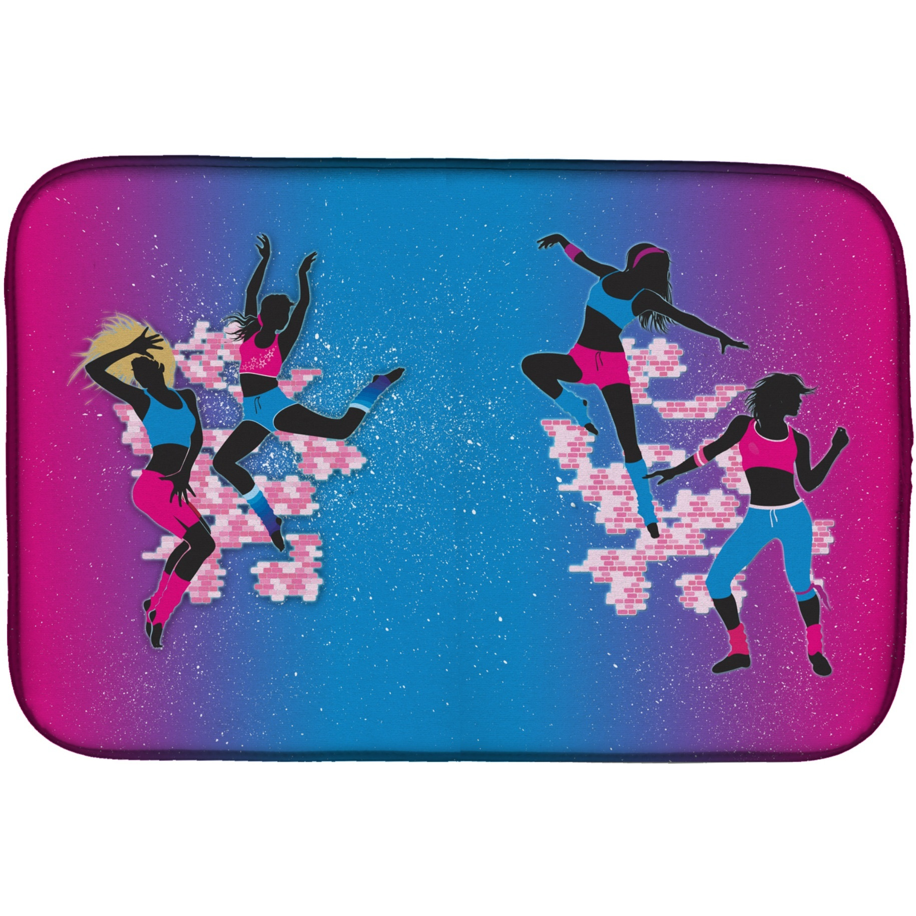 &quotCaroline's Treasures Hip Hop in Pink Blue Dish Drying Mat, 14"" x 21"""