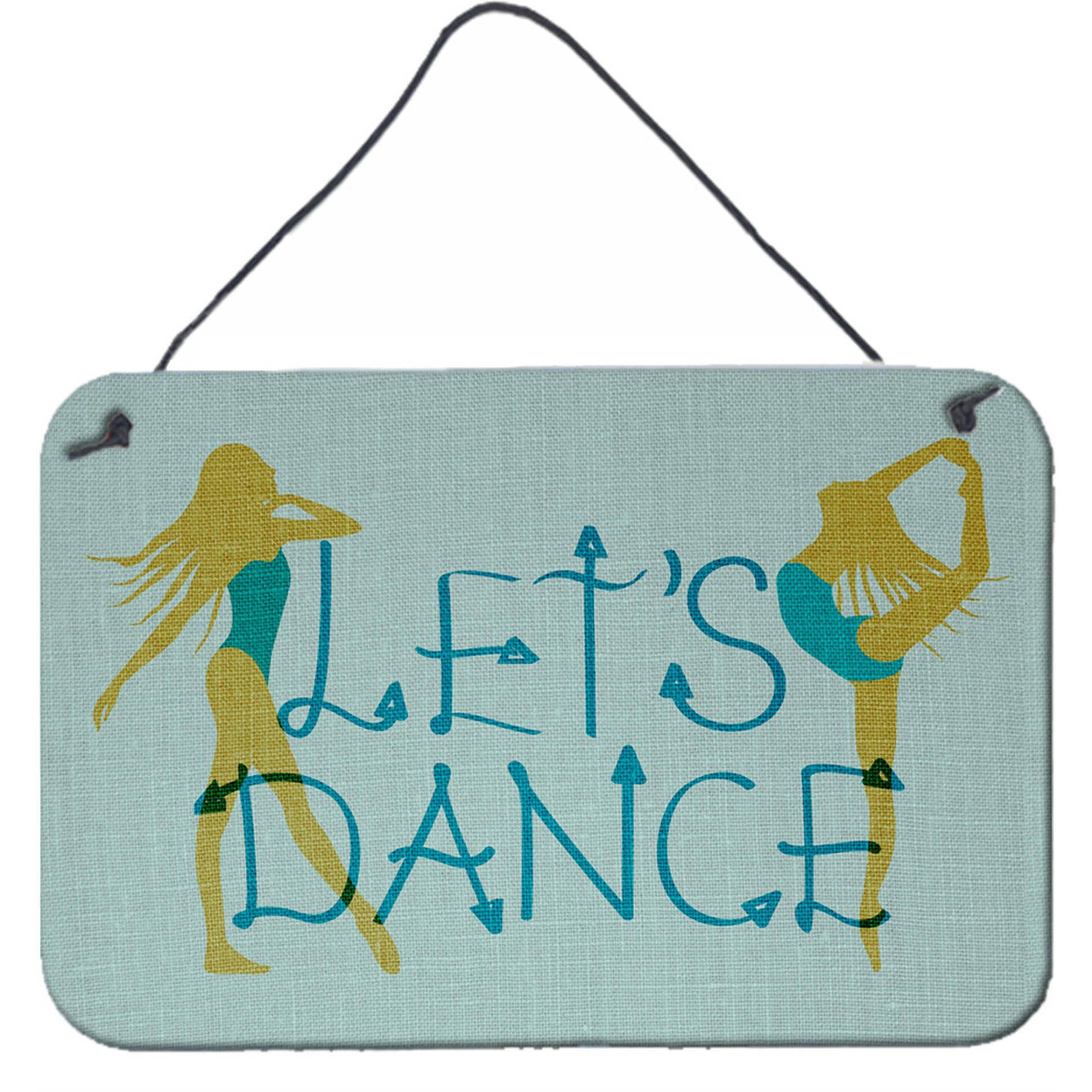 &quotCaroline's Treasures Let's Dance Linen Teal Metal Print, 8 H x 12 W"