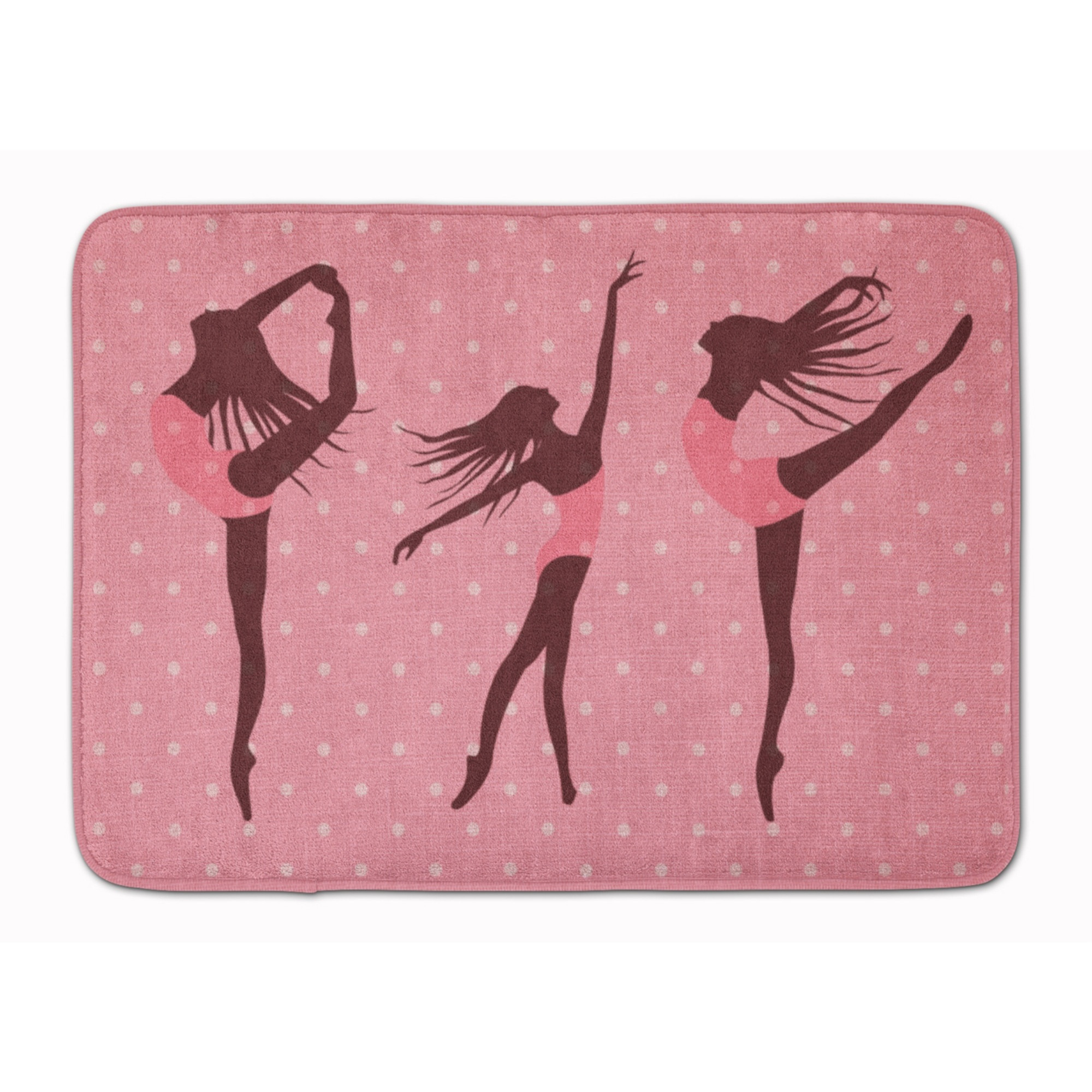 &quotCaroline's Treasures Dancers Linen Pink Polkadots Floor Mat, 19 H x 27 W, Multicolor"