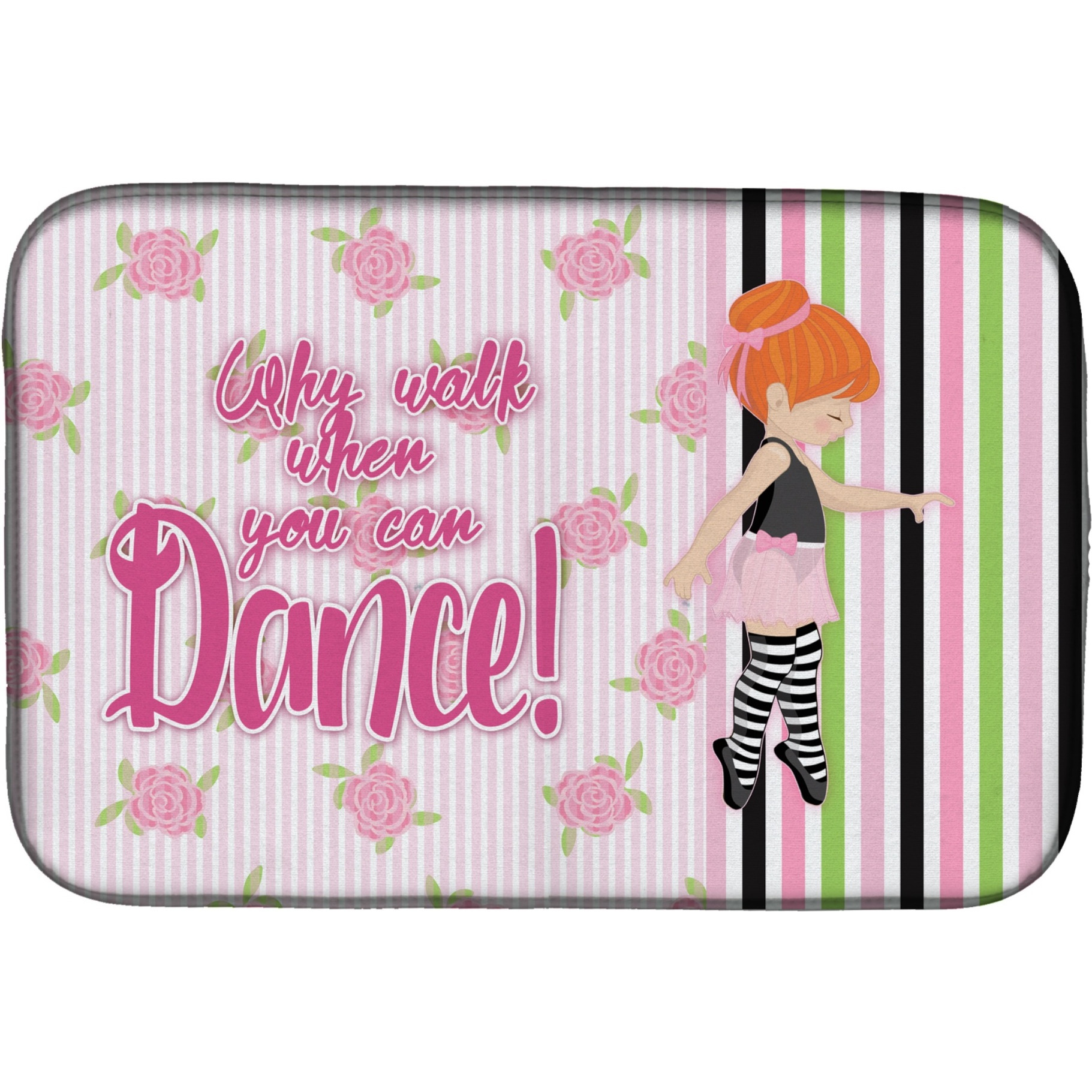 &quotCaroline's Treasures Ballet Dance Stripes Red Hair Dish Drying Mat, 14"" x 21"""