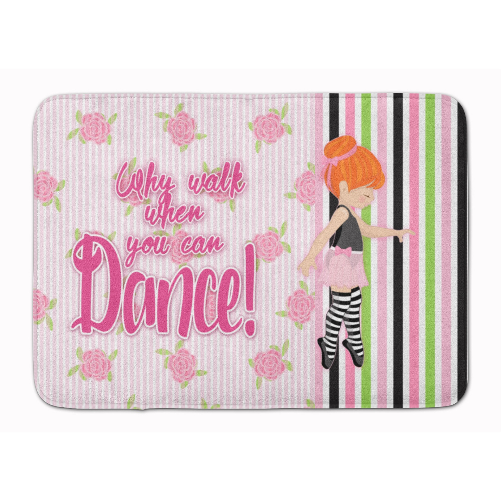 &quotCaroline's Treasures Ballet Dance Stripes Red Hair Floor Mat, 19 H x 27 W, Multicolor"