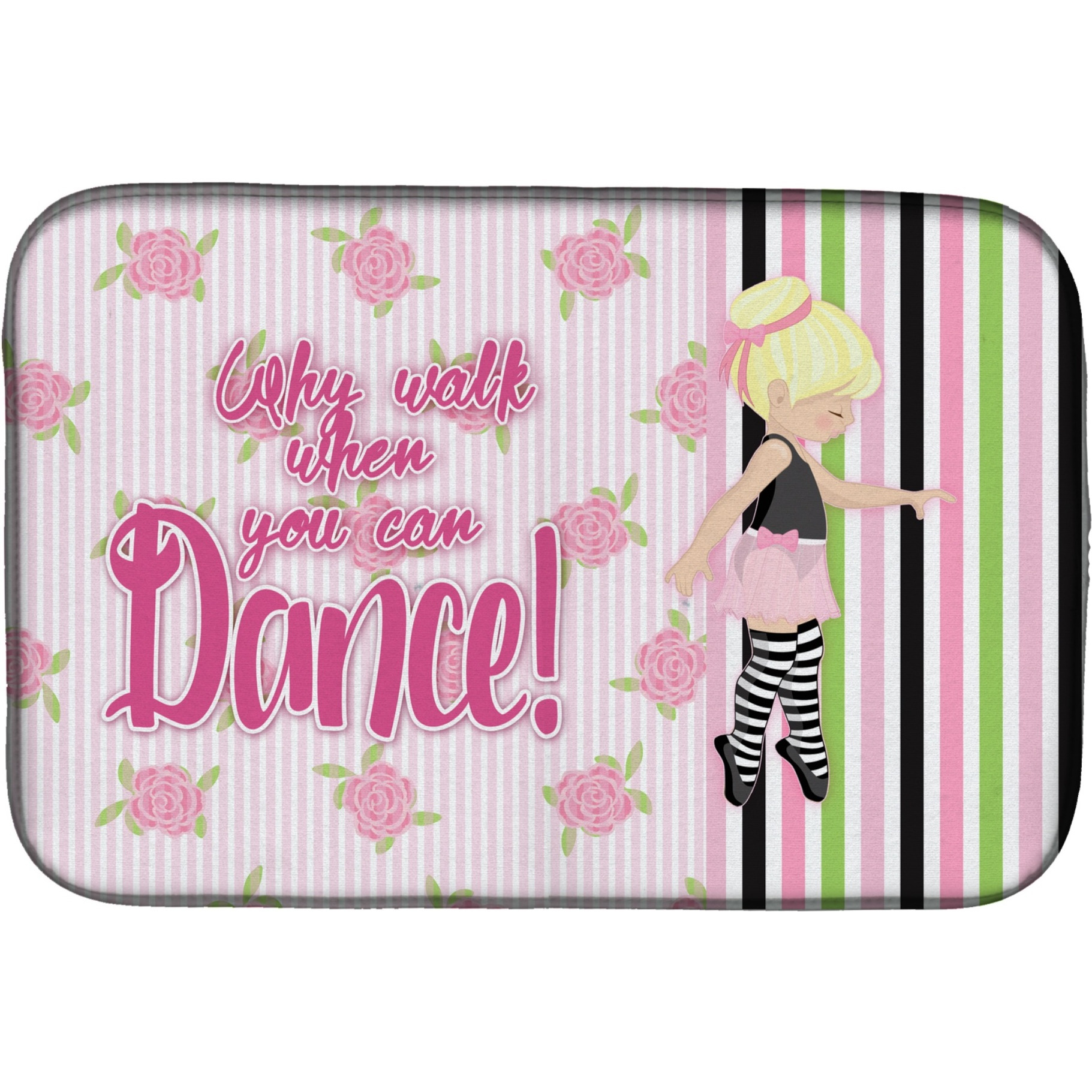 &quotCaroline's Treasures Ballet Dance Stripes Blonde Dish Drying Mat, 14"" x 21"""