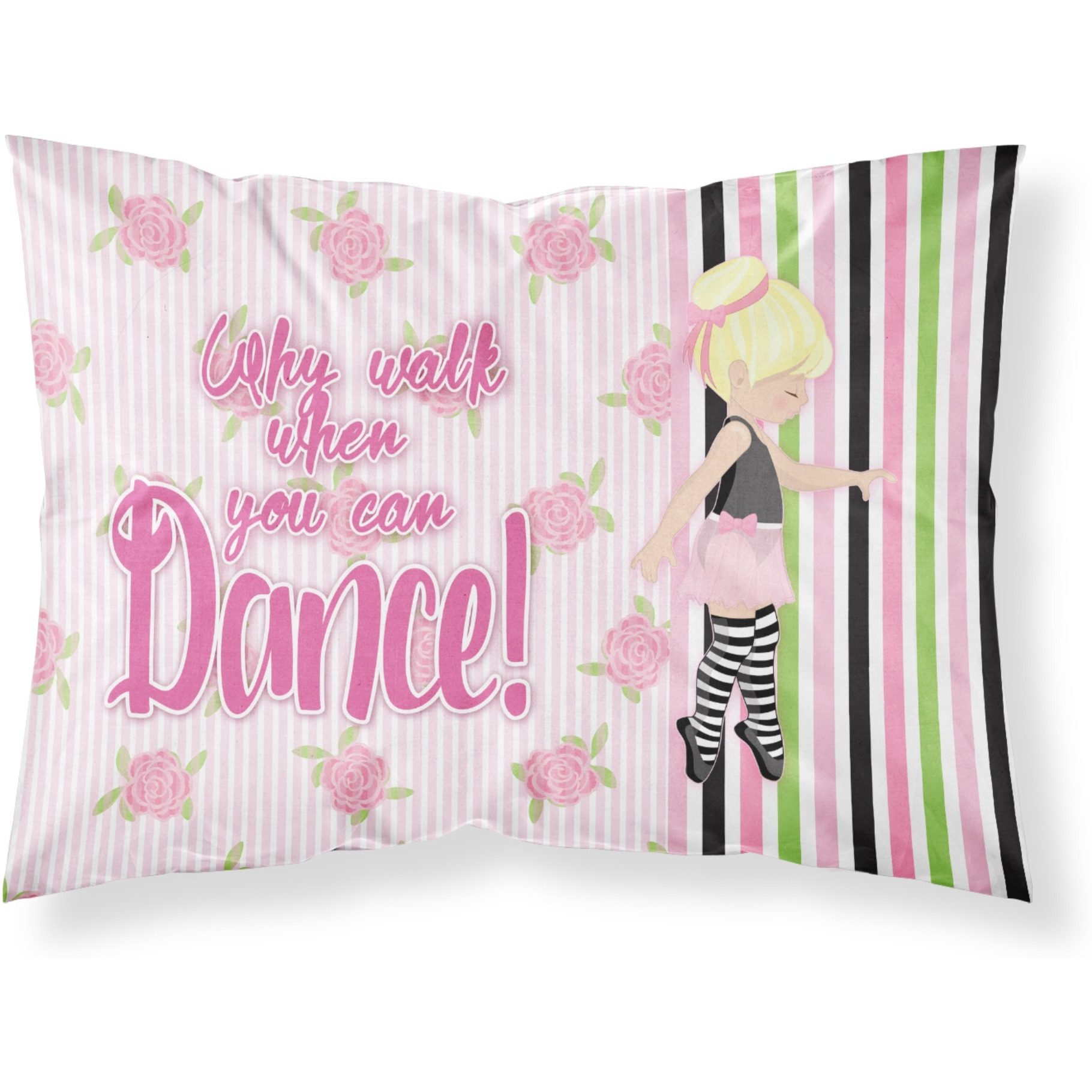 &quotCaroline's Treasures Ballet Dance Stripes Blonde Pillowcase, Standard, Multicolor"
