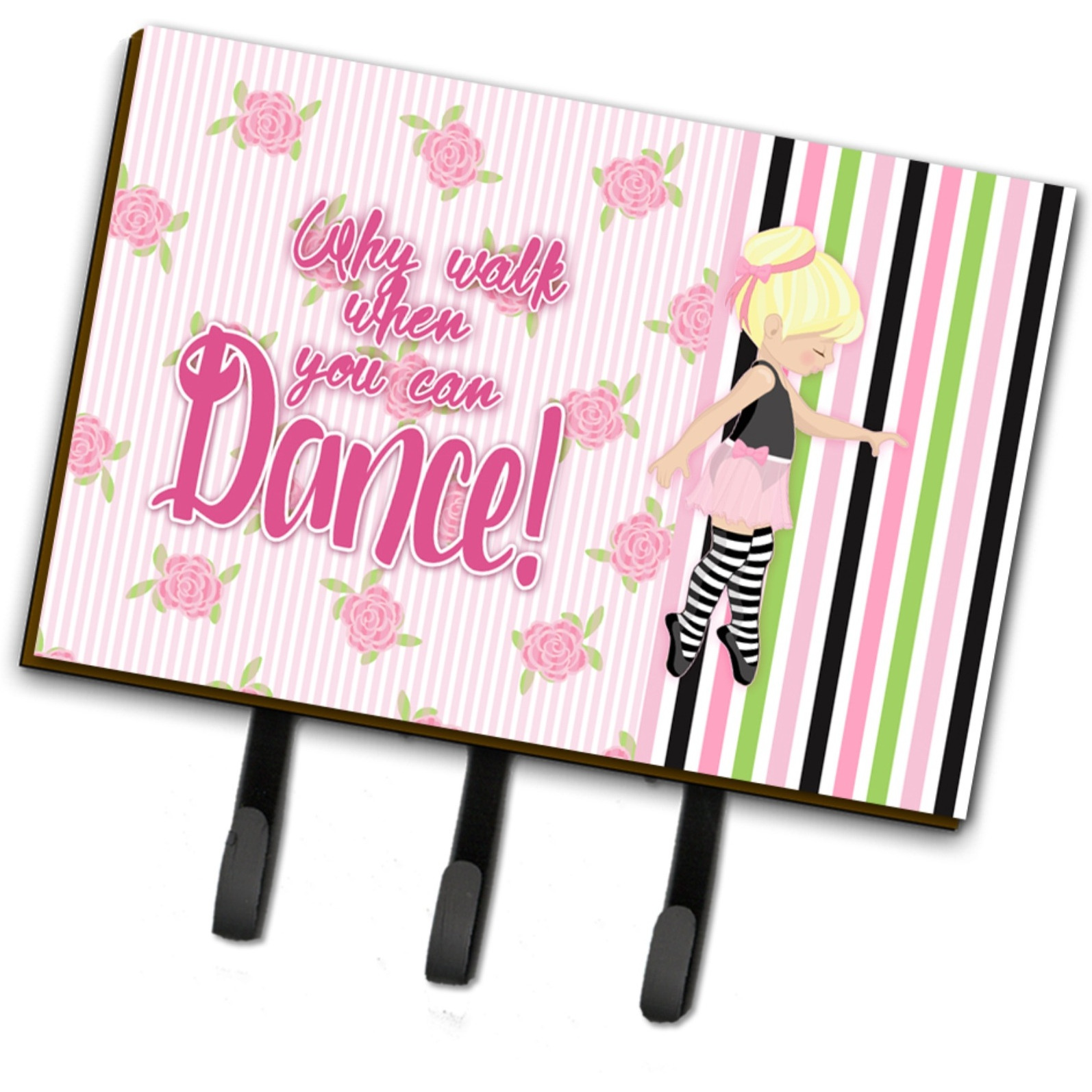 &quotCaroline's Treasures Ballet Dance Stripes Blonde Wall Hook, Triple"