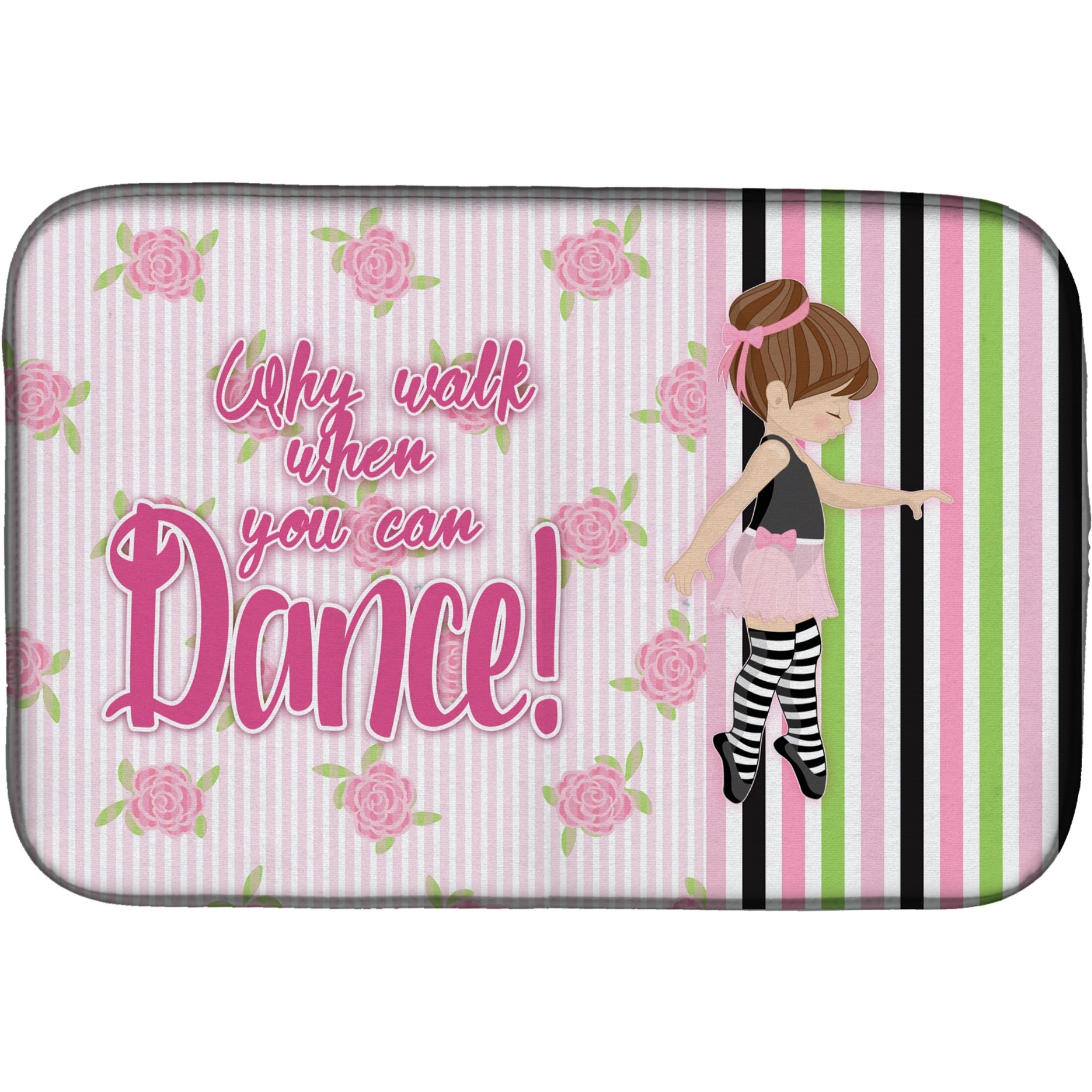 &quotCaroline's Treasures Ballet Dance Stripes Brunette Dish Drying Mat, 14"" x 21"""