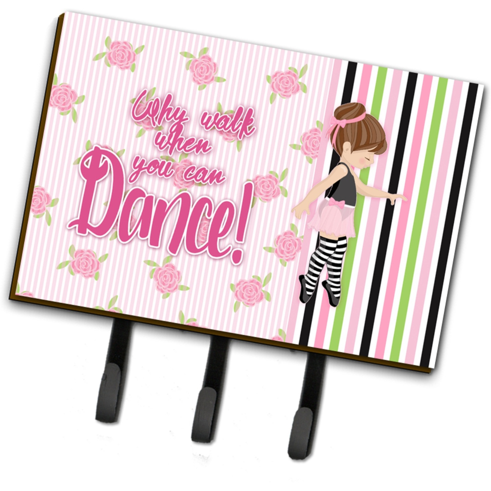 &quotCaroline's Treasures Ballet Dance Stripes Brunette Wall Hook, Triple, Multicolor"