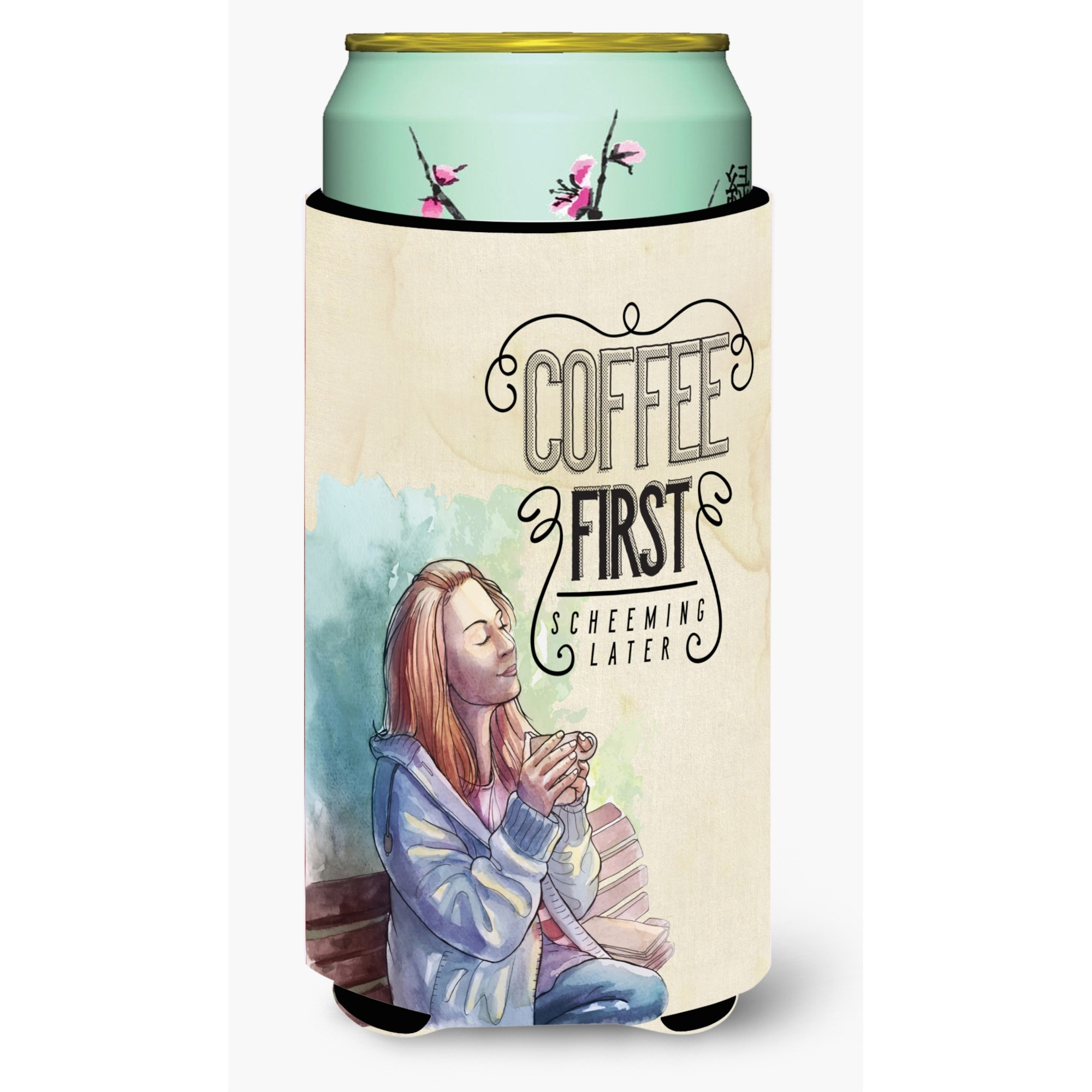 &quotCaroline's Treasures Coffee First Sign Tall Boy Beverage Insulator Hugger, Multicolor"