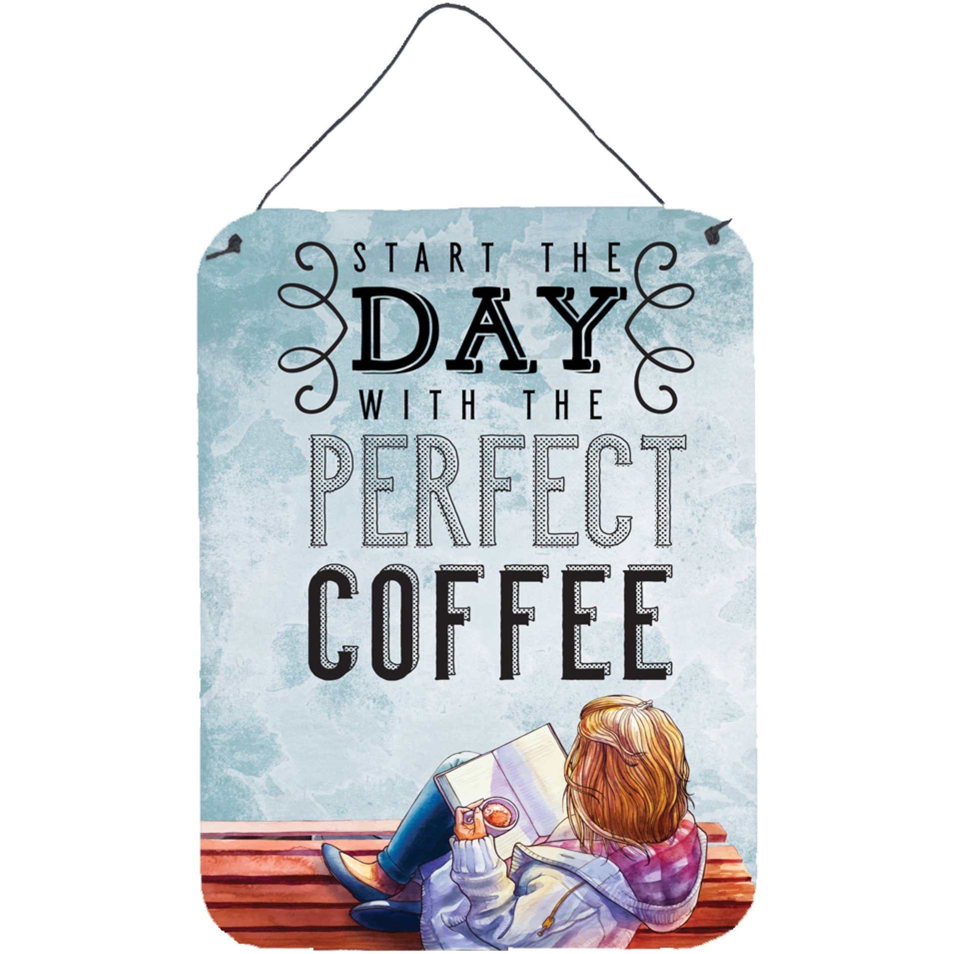 &quotCaroline's Treasures Start the Day Coffee Sign Metal Print, 16 H x 12 W, Multicolor"