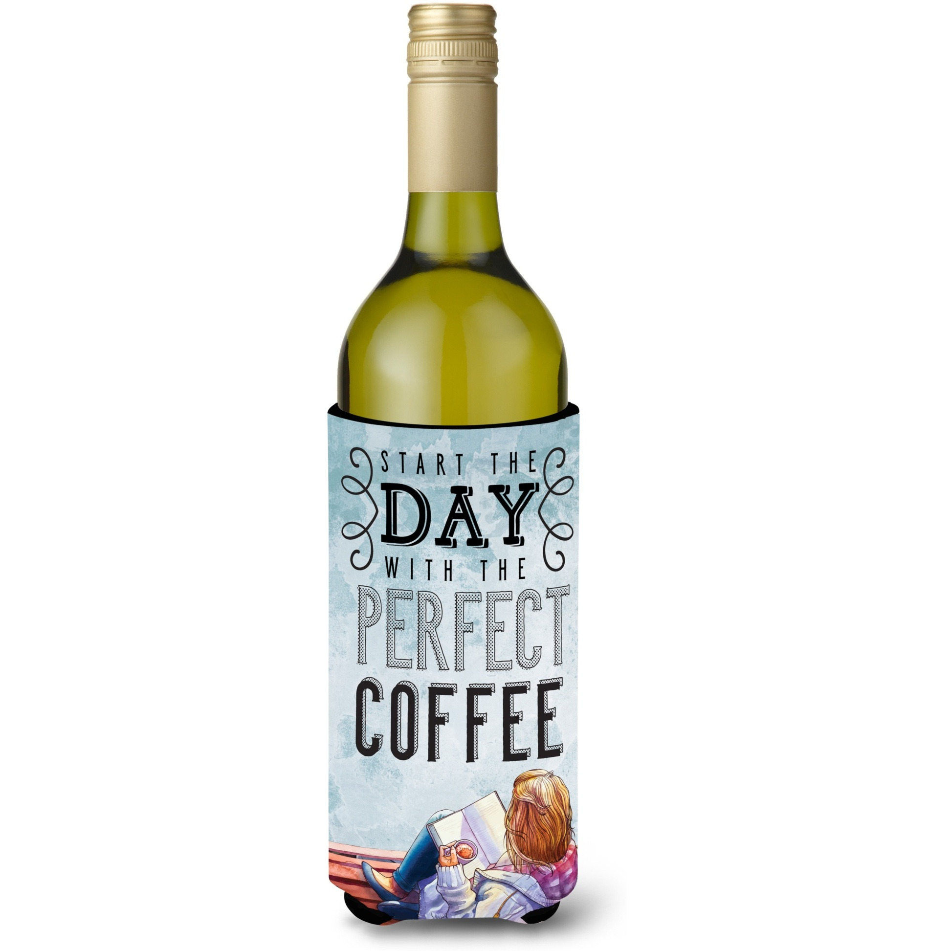 &quotCaroline's Treasures BB5404LITERK Start the Day Coffee Sign Wine Bottle Beverage Insulator Hugger, 750ml, Multicolor"