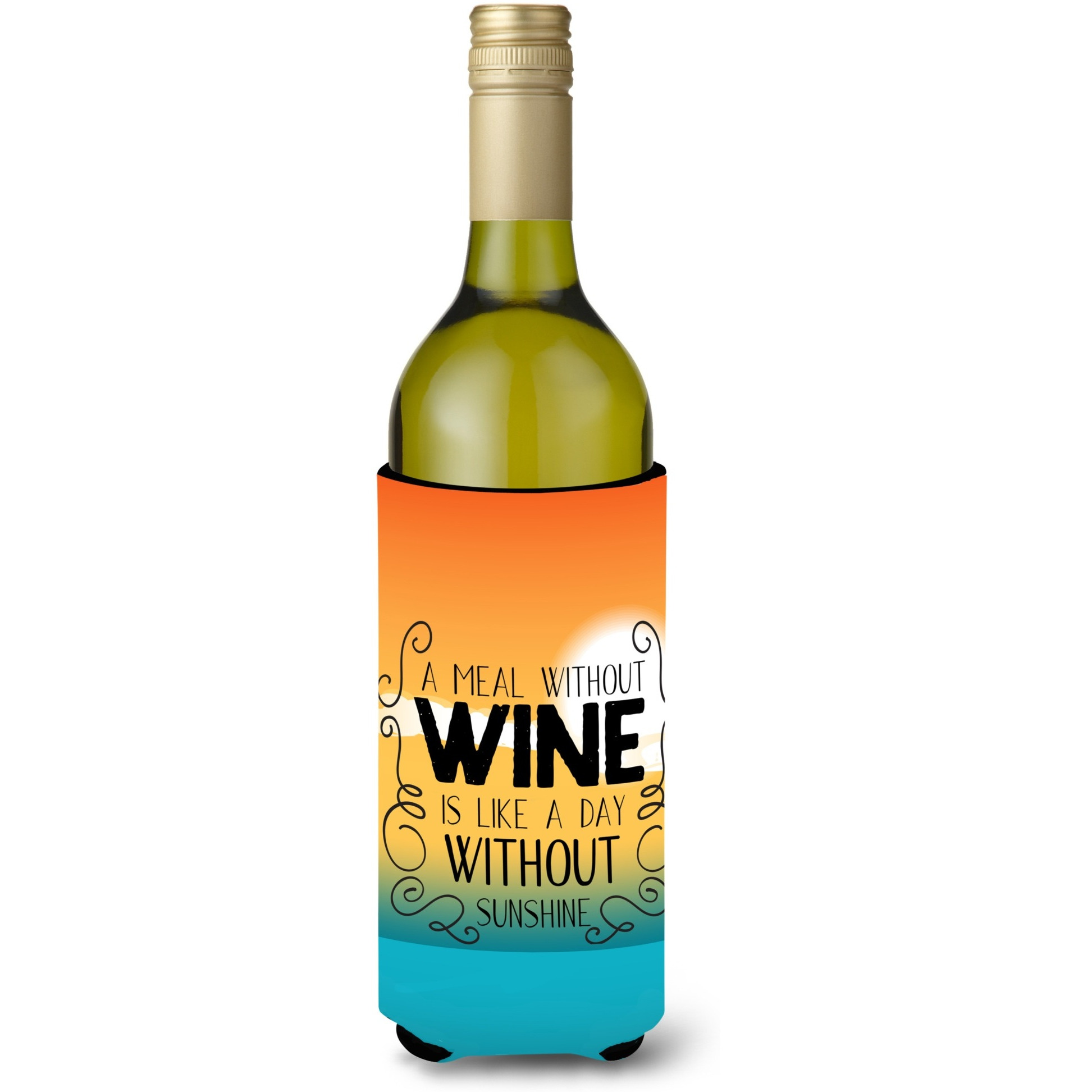 &quotCaroline's Treasures BB5407LITERK A Meal without Wine Sign Wine Bottle Beverage Insulator Hugger, 750ml, Multicolor"