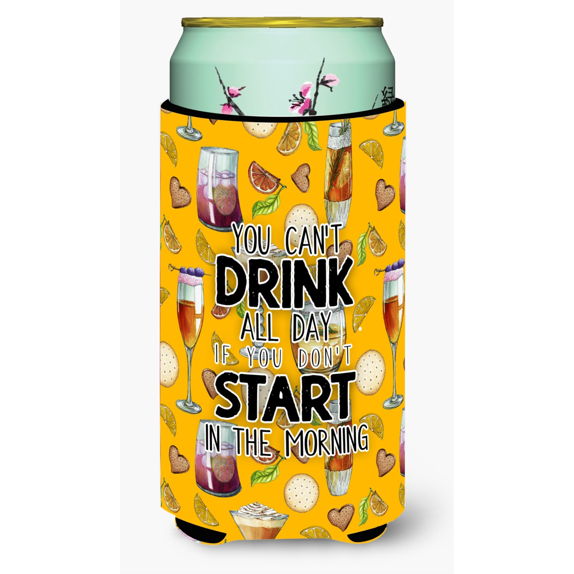 &quotCaroline's Treasures Start Drinking In The Morning Tall Boy Beverage Insulator Hugger, Multicolor"