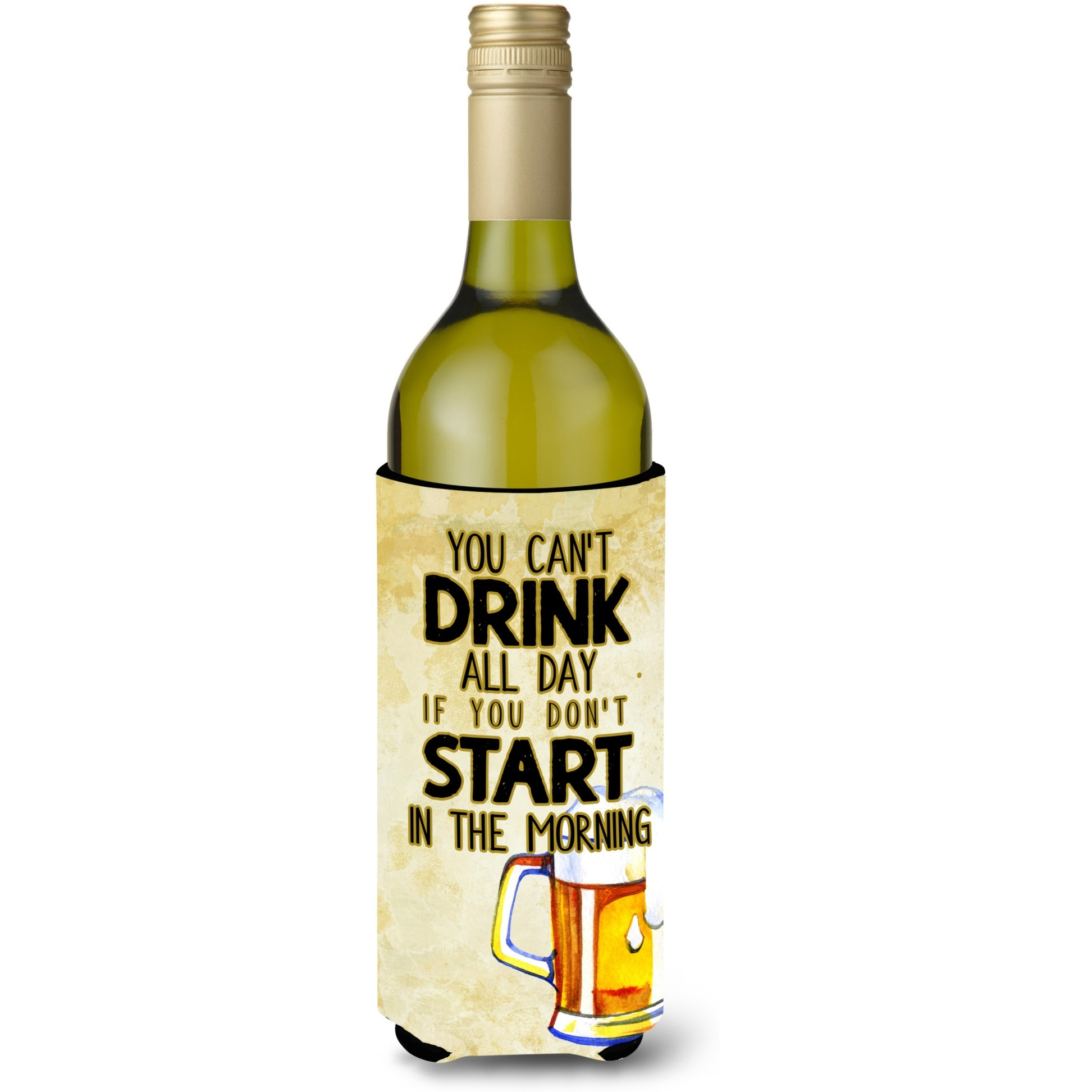 &quotCaroline's Treasures BB5412LITERK Start Drinking in the Morning Beer Wine Bottle Beverage Insulator Hugger, 750ml, Multicolor"