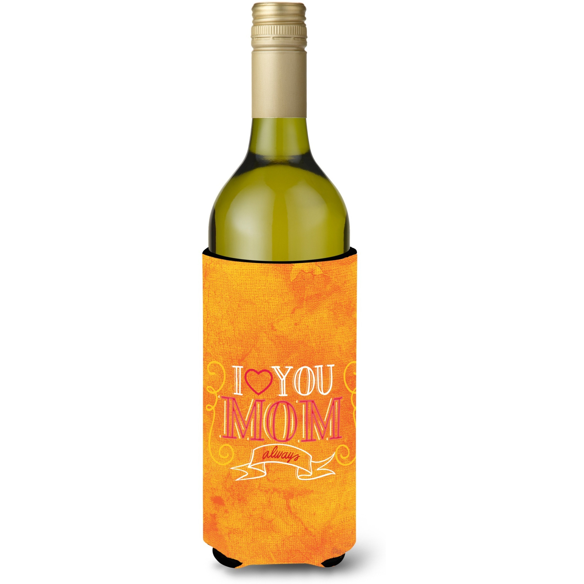 &quotCaroline's Treasures BB5417LITERK I Love you Mom Wine Bottle Beverage Insulator Hugger, 750ml, Multicolor"
