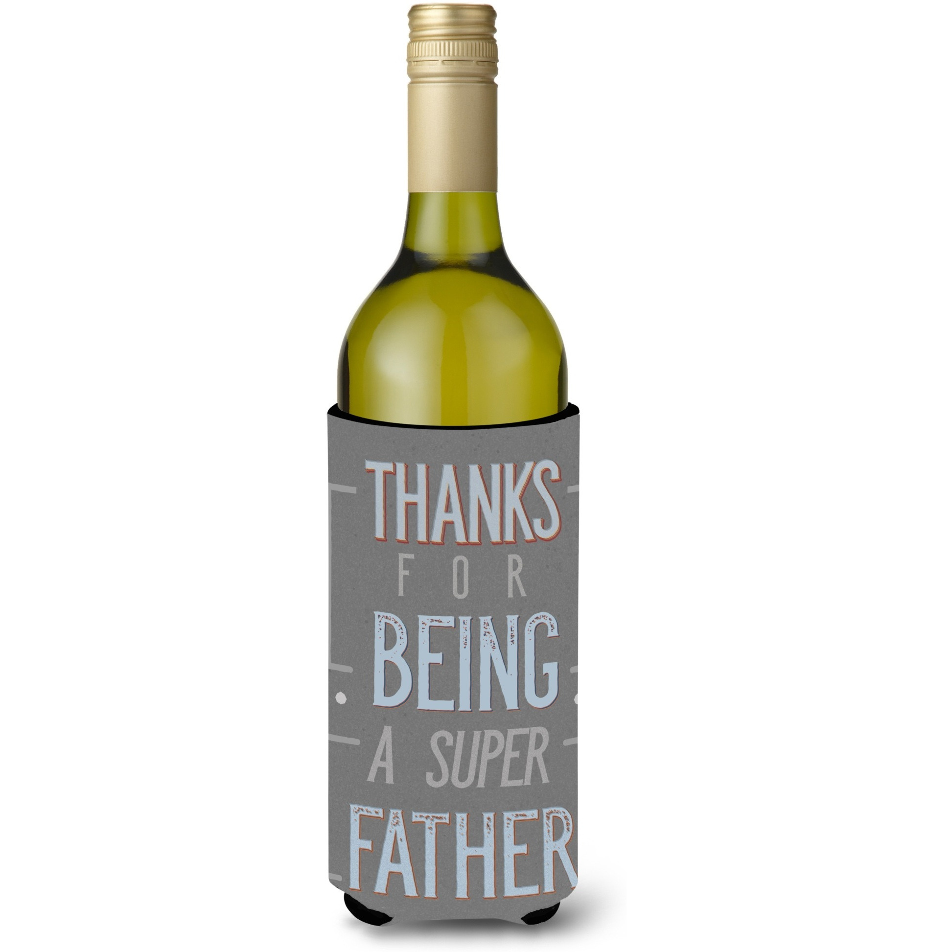 &quotCaroline's Treasures BB5428LITERK Thanks Super Father Wine Bottle Beverage Insulator Hugger, 750ml, Multicolor"