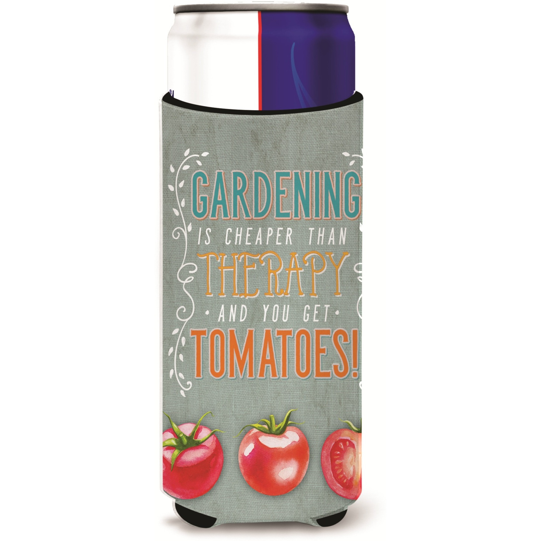 &quotCaroline's Treasures Gardening Therapy & Tomatoes Michelob Ultra Hugger For Slim Cans, Multicolor"