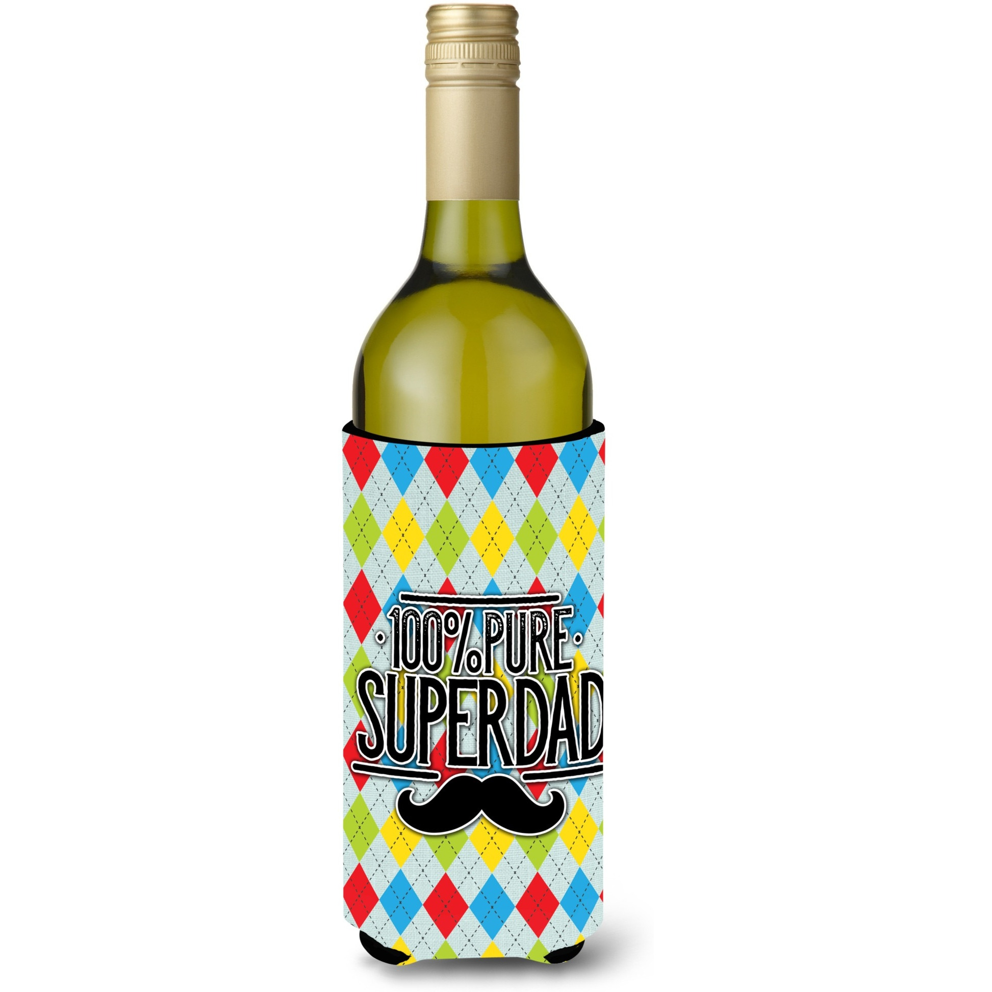&quotCaroline's Treasures BB5440LITERK 100% Pure Dad Argyle Wine Bottle Beverage Insulator Hugger, 750ml, Multicolor"