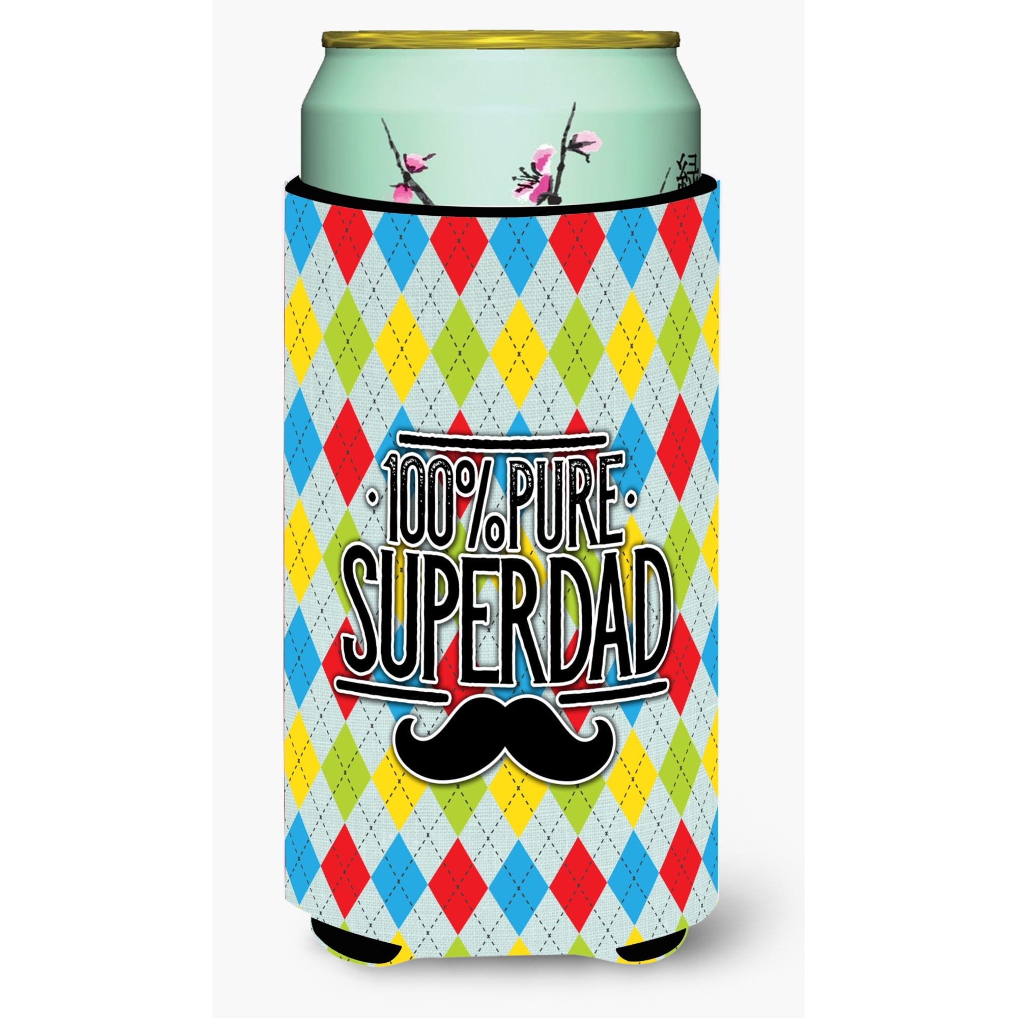 &quotCaroline's Treasures 100% Pure Dad Argyle Tall Boy Beverage Insulator Hugger, Multicolor"