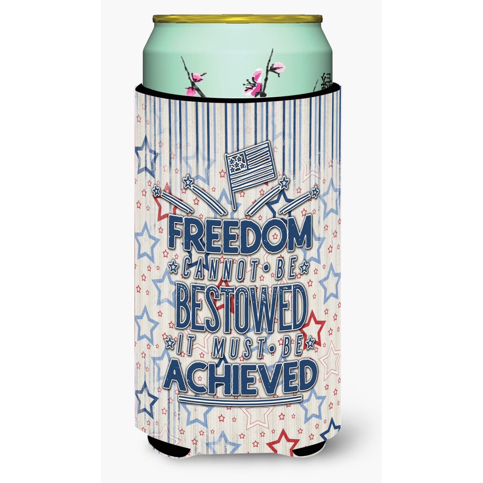 &quotCaroline's Treasures Freedom Must Be Achieved Tall Boy Beverage Insulator Hugger, Multicolor"
