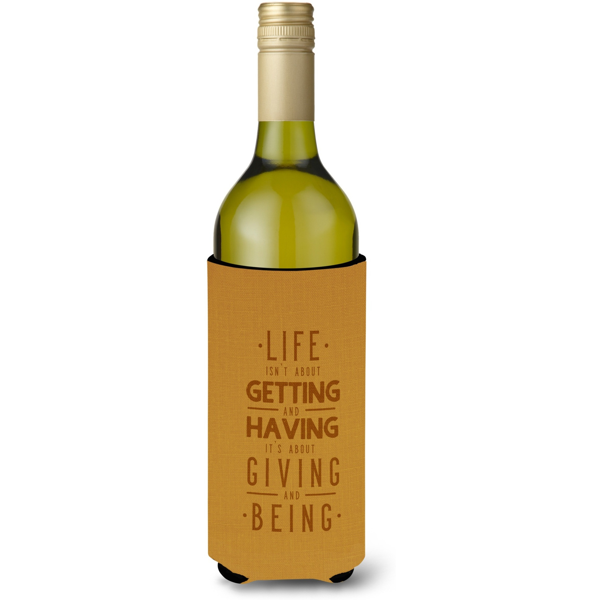 &quotCaroline's Treasures BB5447LITERK Life is Giving and Being Wine Bottle Beverage Insulator Hugger, 750ml, Multicolor"