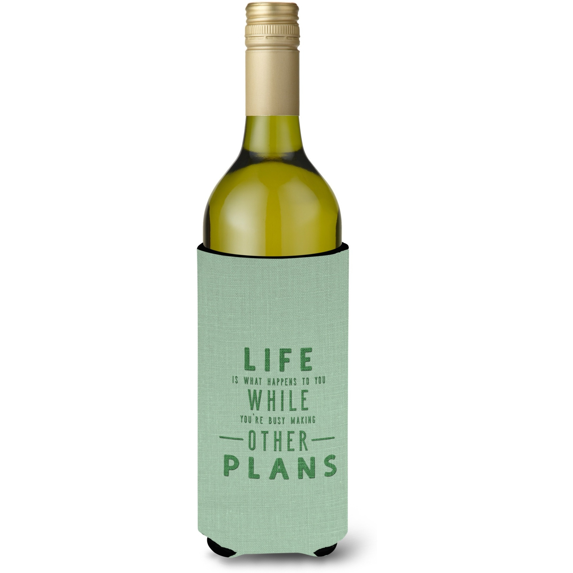 &quotCaroline's Treasures BB5455LITERK Life is What Happens Wine Bottle Beverage Insulator Hugger, 750ml, Multicolor"