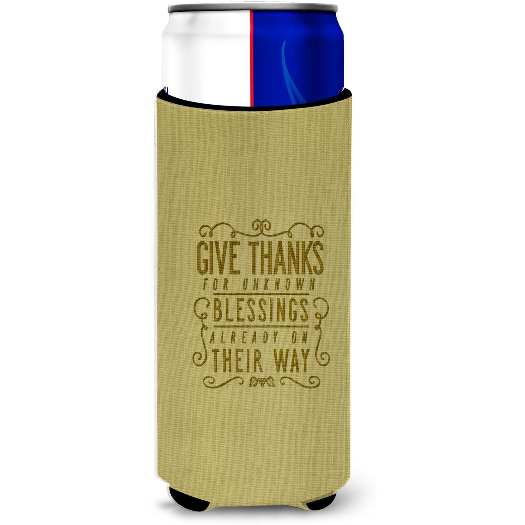 &quotCaroline's Treasures Give Thanks Blessings Michelob Ultra Hugger For Slim Cans, Multicolor"