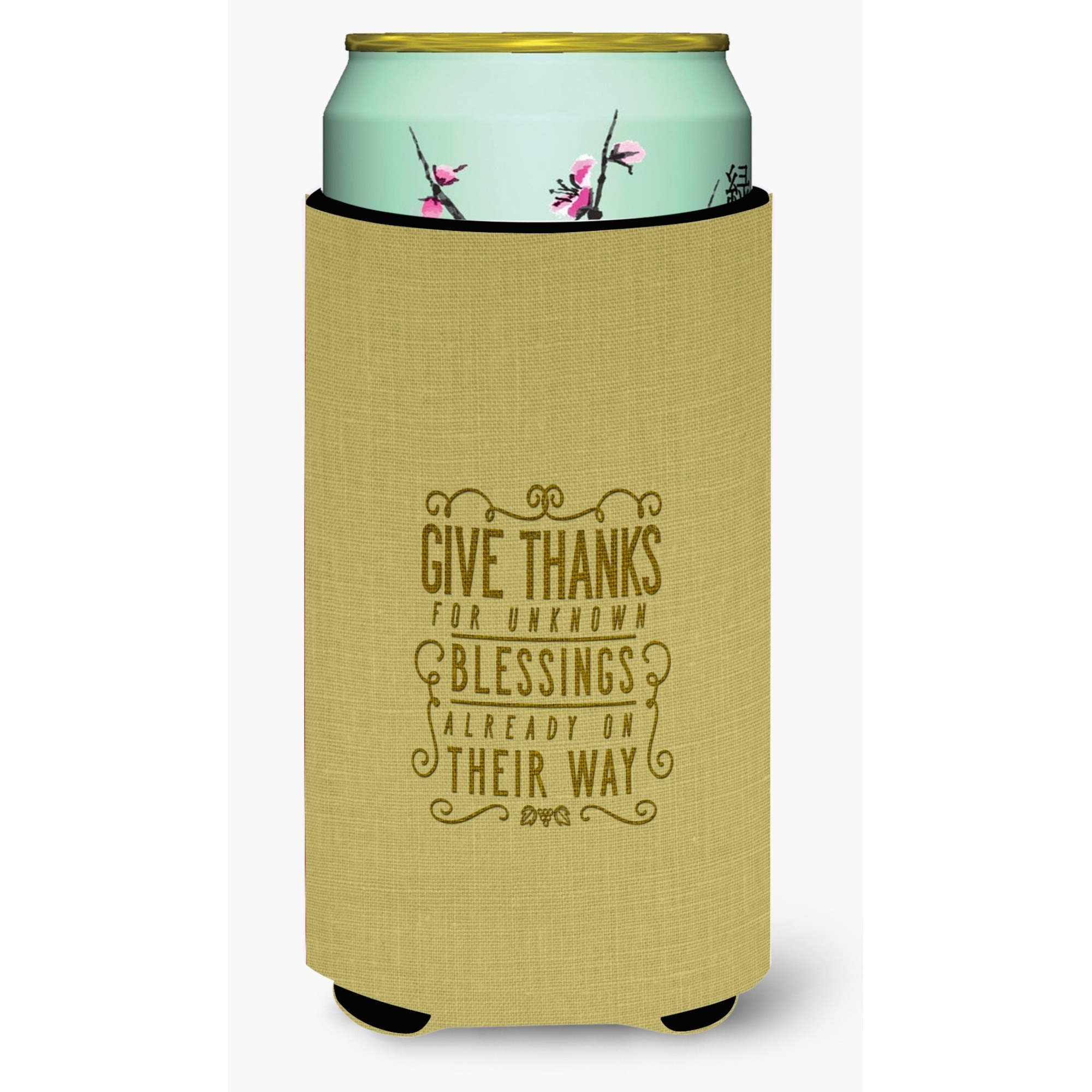 &quotCaroline's Treasures Give Thanks Blessings Tall Boy Beverage Insulator Hugger, Multicolor"