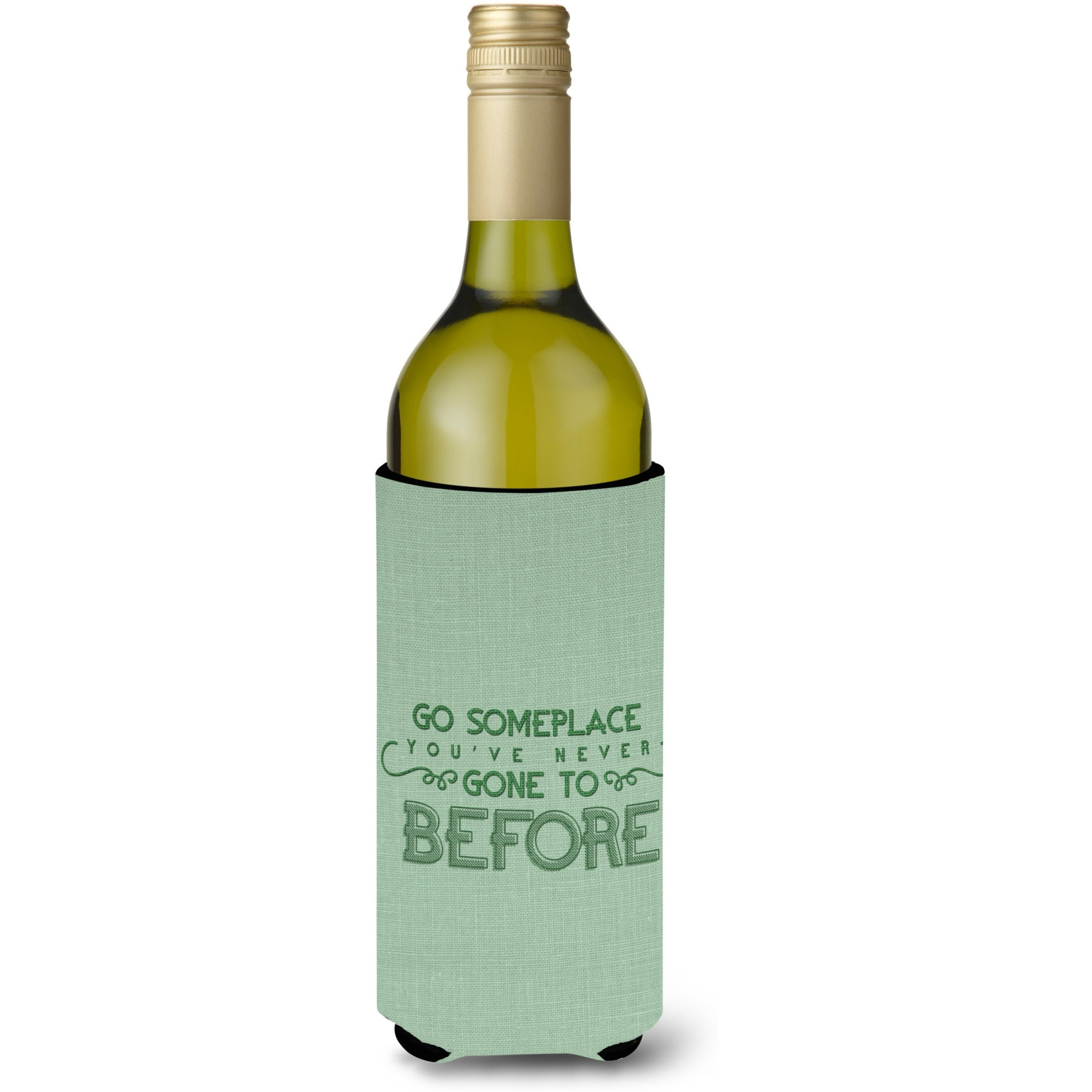 &quotCaroline's Treasures BB5463LITERK Go Someplace You've Never Wine Bottle Beverage Insulator Hugger, 750ml, Multicolor"