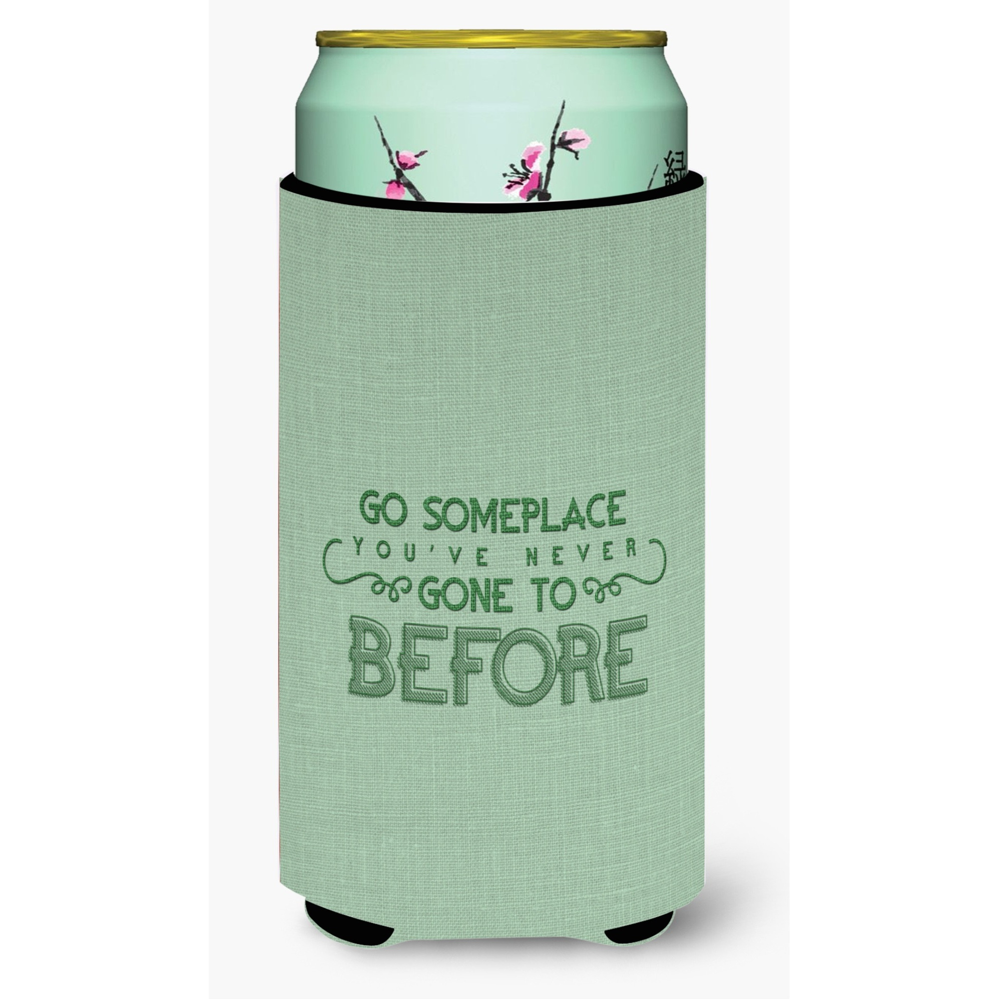 &quotCaroline's Treasures Go Someplace You've Never Tall Boy Beverage Insulator Hugger, Multicolor"