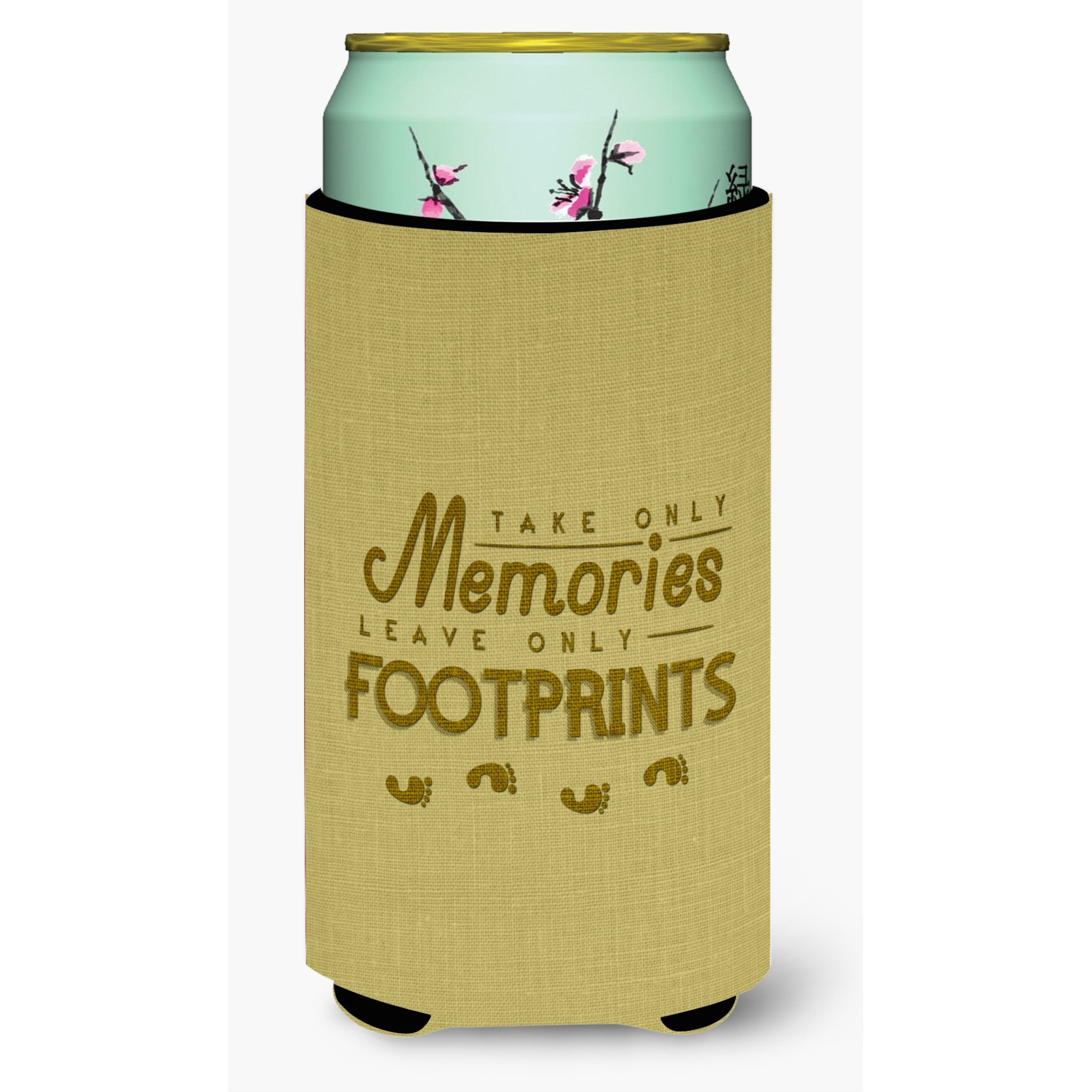 &quotCaroline's Treasures Take Memories Leave Footprints Tall Boy Beverage Insulator Hugger, Multicolor"