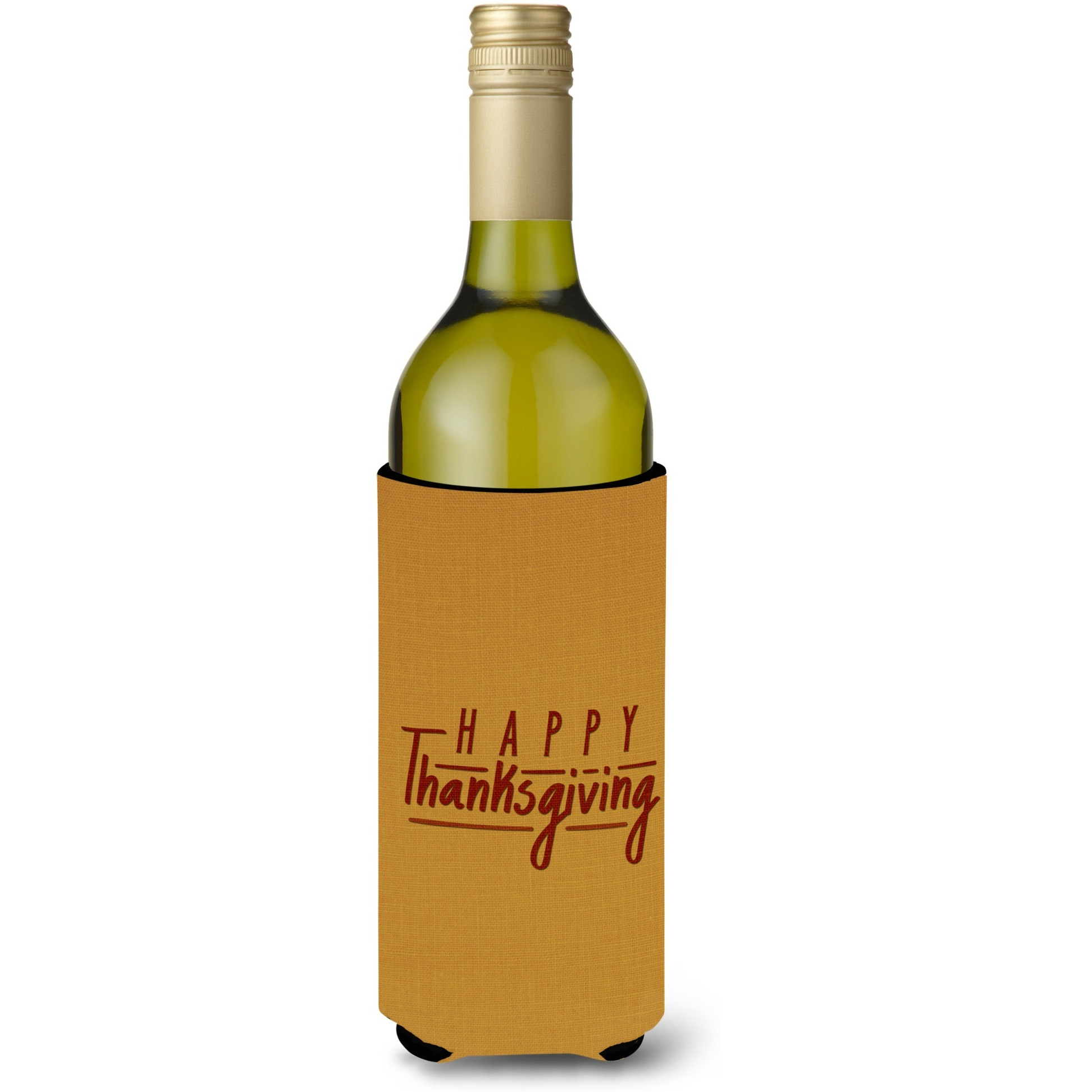 &quotCaroline's Treasures BB5468LITERK Happy Thanksgiving Wine Bottle Beverage Insulator Hugger, 750ml, Multicolor"