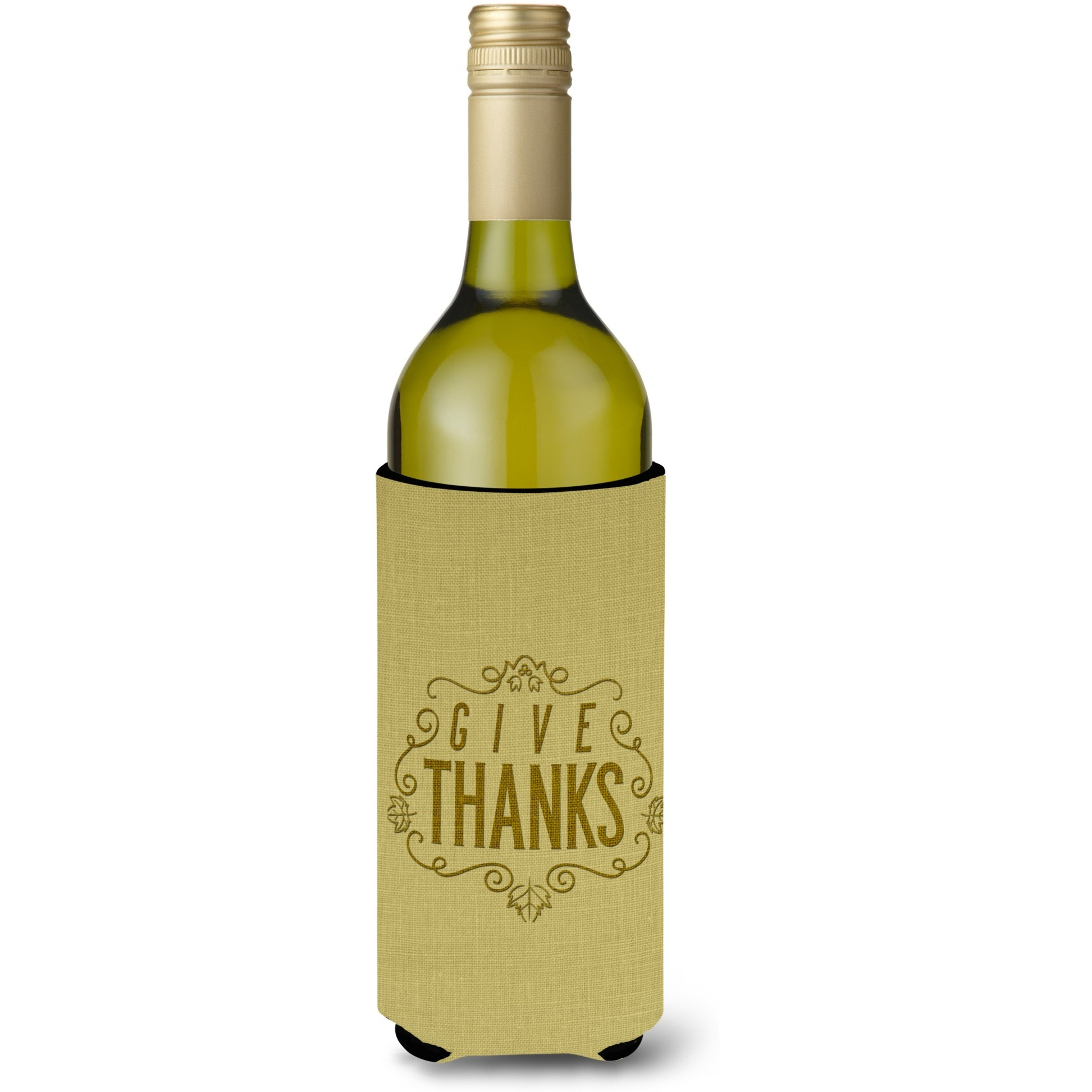 &quotCaroline's Treasures BB5469LITERK Give Thanks Wine Bottle Beverage Insulator Hugger, 750ml, Multicolor"