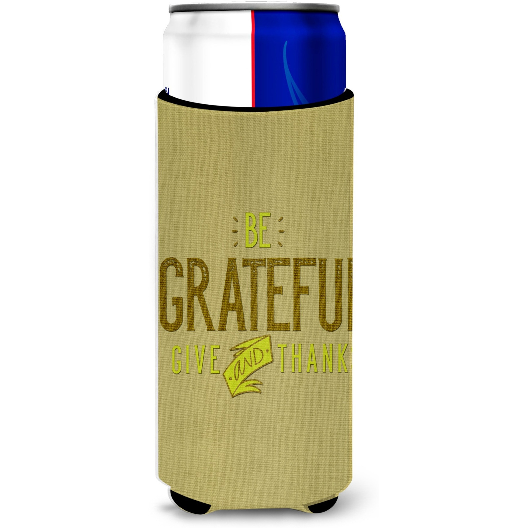 &quotCaroline's Treasures Be Grateful Give Thanks Michelob Ultra Hugger For Slim Cans, Multicolor"