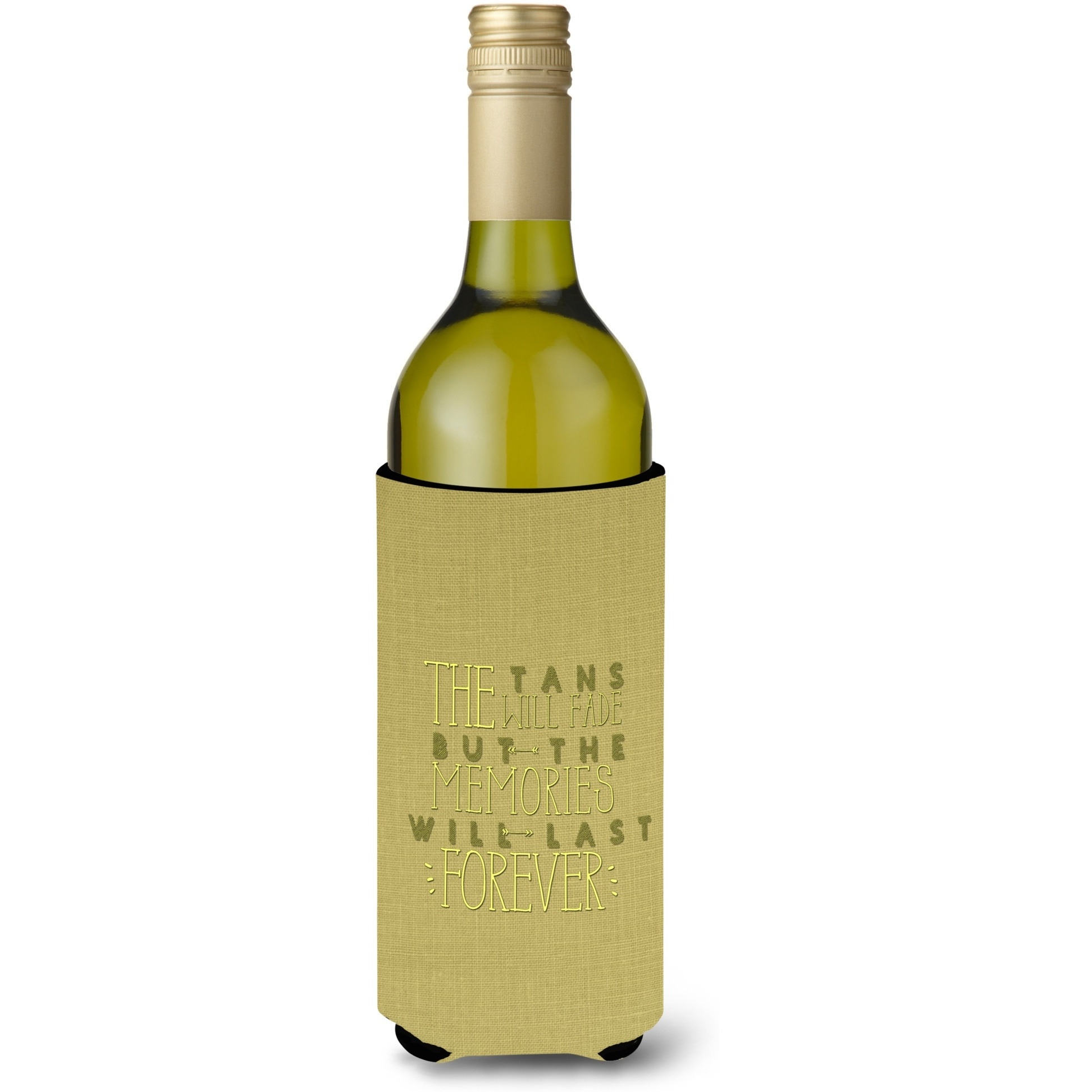 &quotCaroline's Treasures BB5471LITERK Tans Will Fade Memories Last Wine Bottle Beverage Insulator Hugger, 750ml, Multicolor"