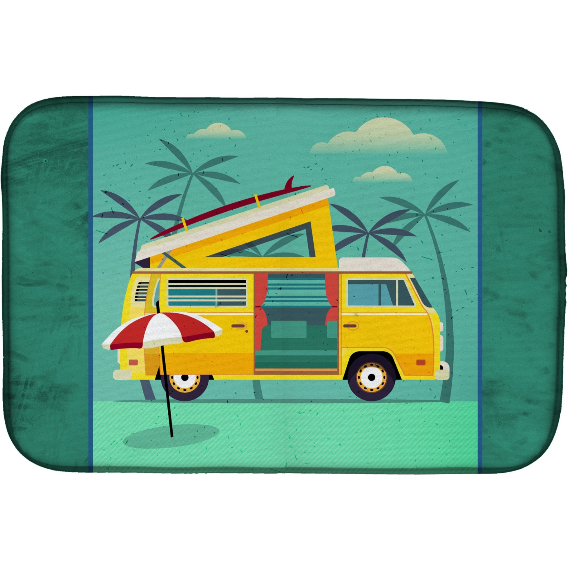 &quotCaroline's Treasures Greatest Adventure Camper Van Dish Drying Mat, 14"" x 21"""