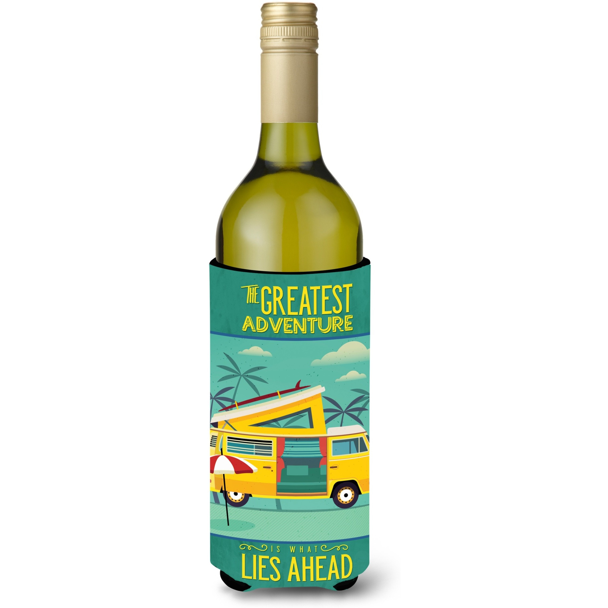 &quotCaroline's Treasures BB5477LITERK Greatest Adventure Camper Van Wine Bottle Beverage Insulator Hugger, 750ml, Multicolor"