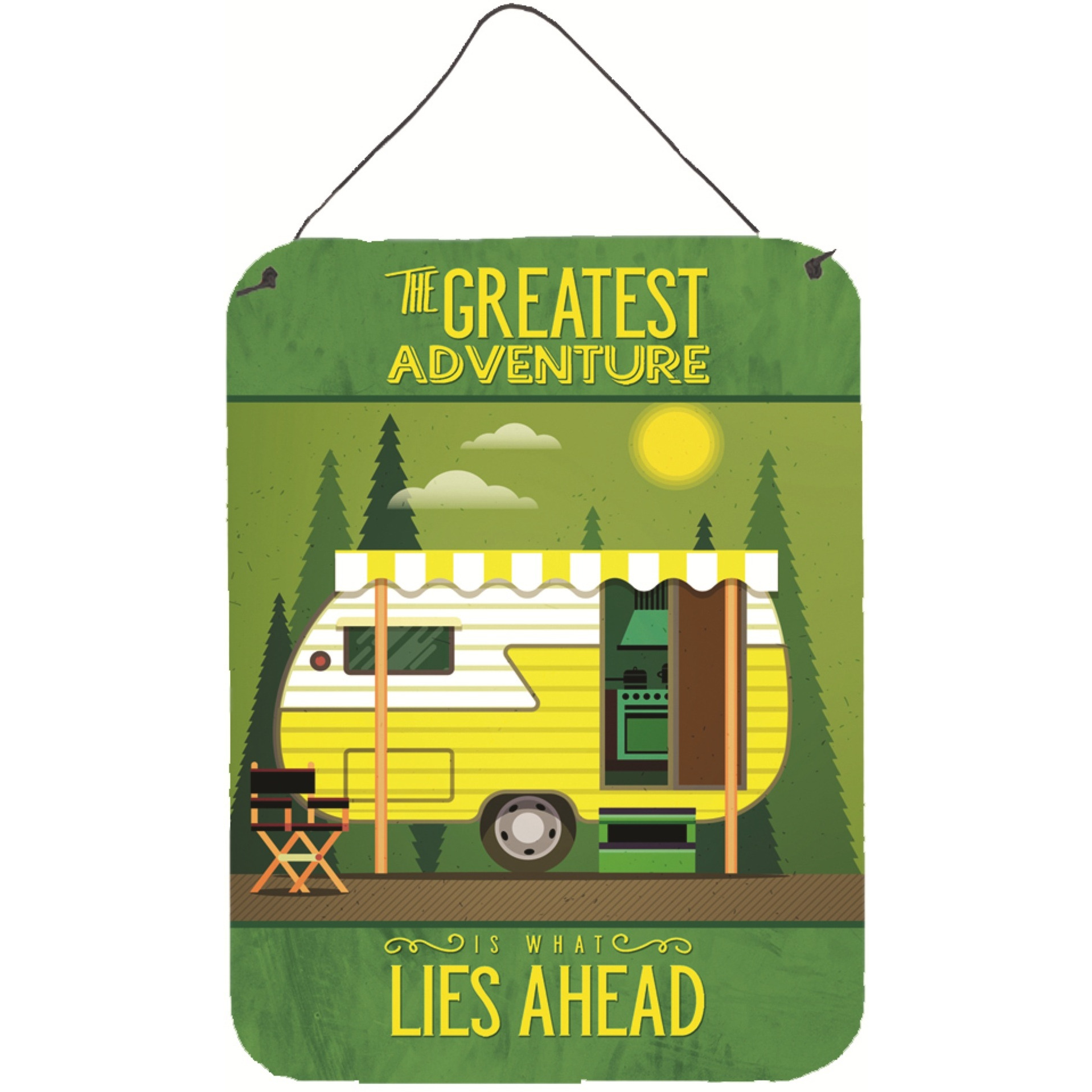 &quotCaroline's Treasures Greatest Adventure Retro Camper Metal Print, 16 H x 12 W, Multicolor"