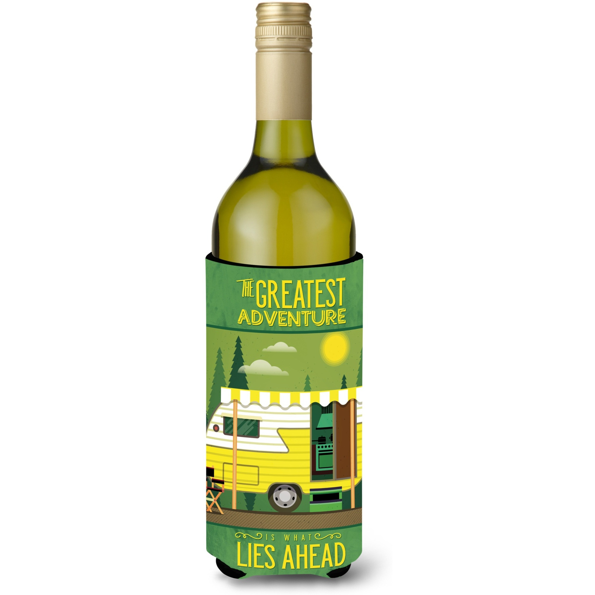 &quotCaroline's Treasures BB5478LITERK Greatest Adventure Retro Camper Wine Bottle Beverage Insulator Hugger, 750ml, Multicolor"