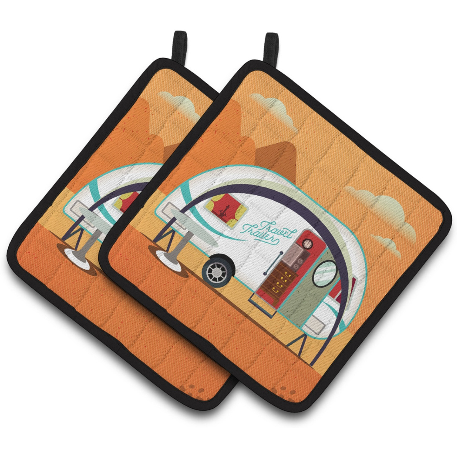 &quotCaroline's Treasures Greatest Adventure New Camper Pair of Pot Holders, 7.5HX7.5W, Multicolor"