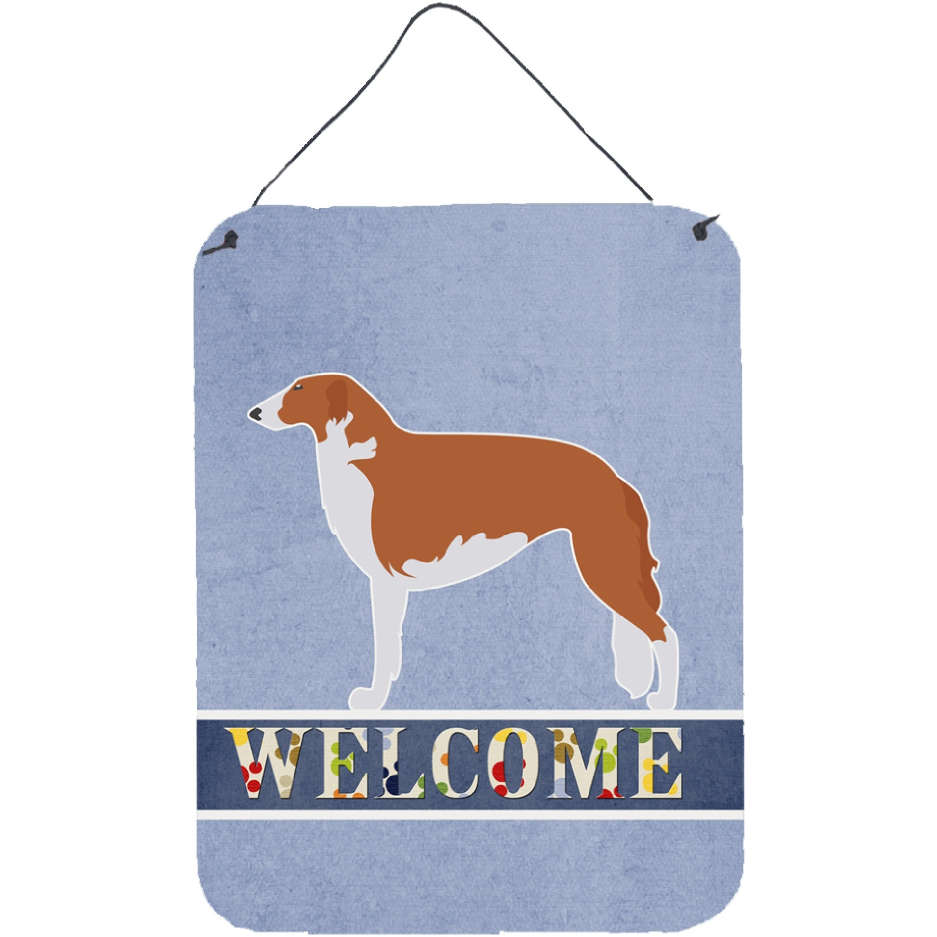 &quotCaroline's Treasures Borzoi Russian Greyhound Welcome Metal Print, 16 x 12, Multicolor"