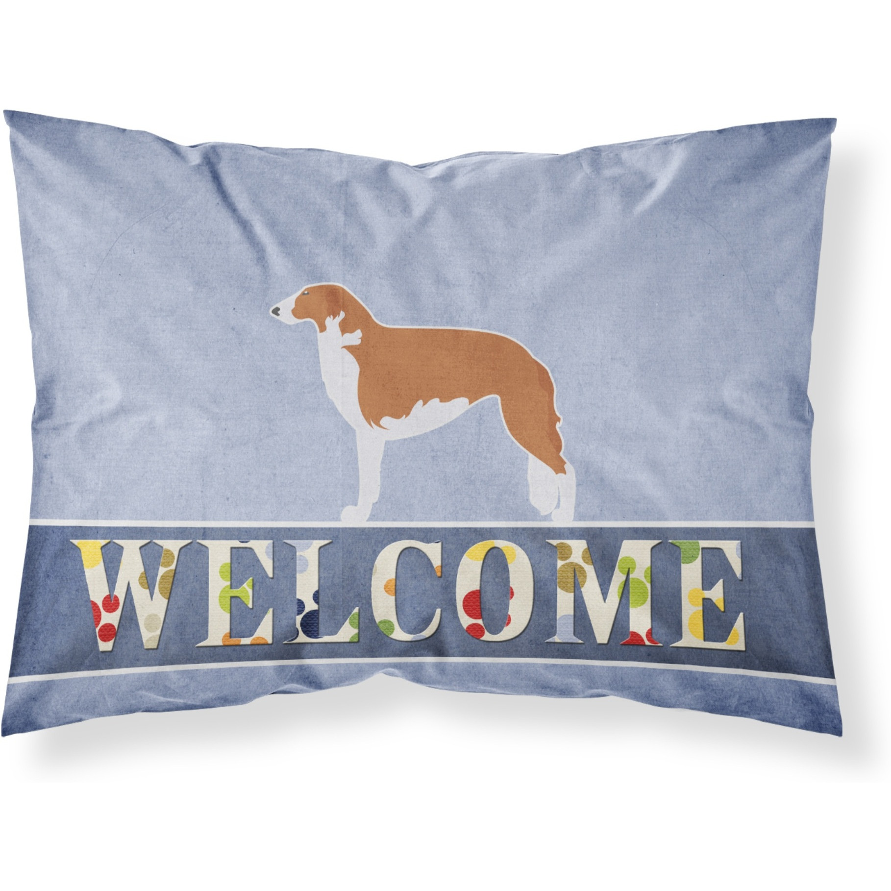 &quotCaroline's Treasures "&quotBorzoi Russian Greyhound Welcome"" Printed, Polyester Envelope Closure pillowcase, Standard, Multicolor"