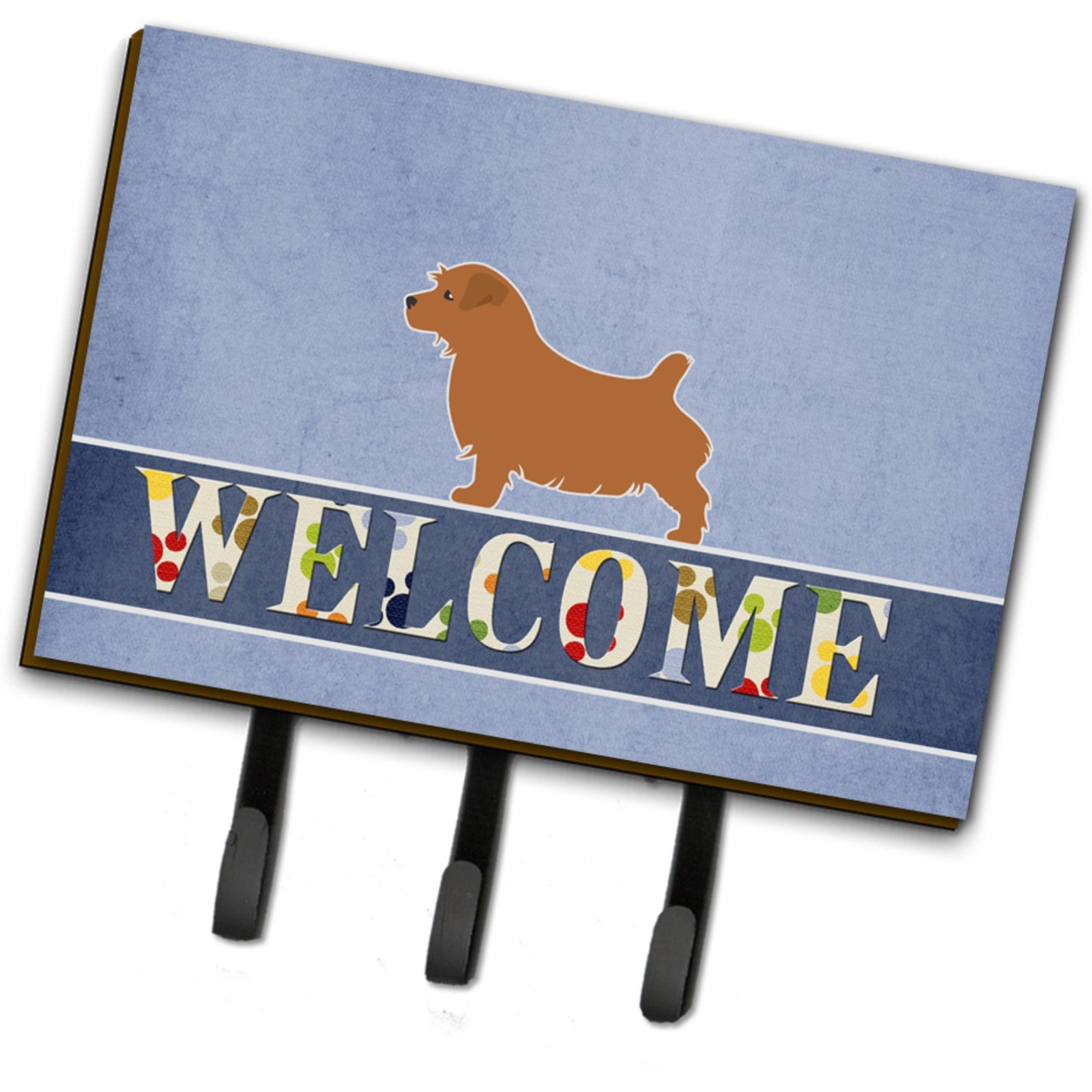 &quotCaroline's Treasures Norfolk Terrier Welcome Wall Hook, Triple, Multicolor"