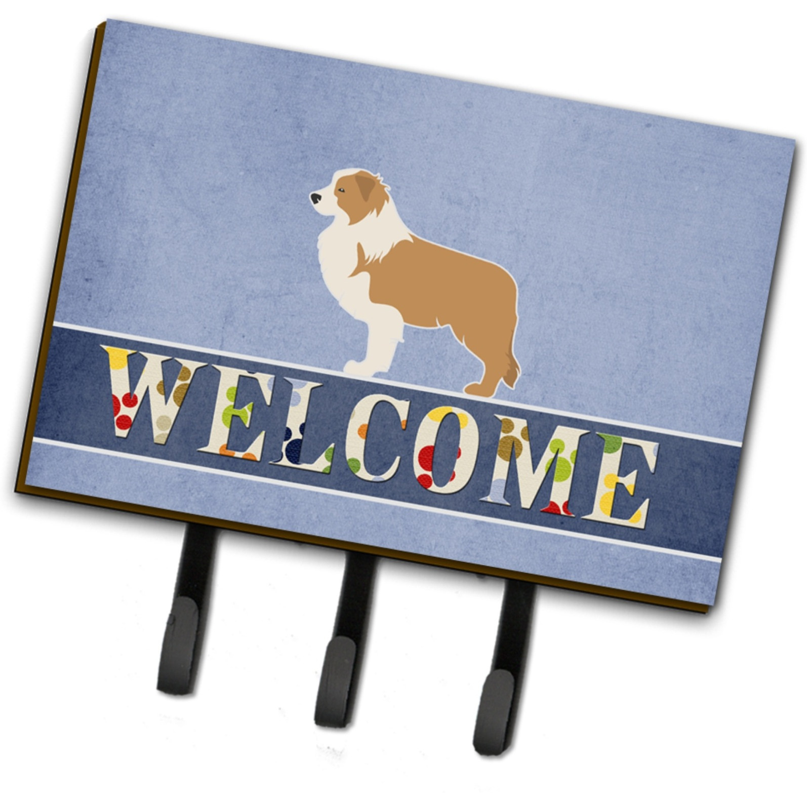 &quotCaroline's Treasures Red Border Collie Welcome Wall Hook, Triple, Multicolor"