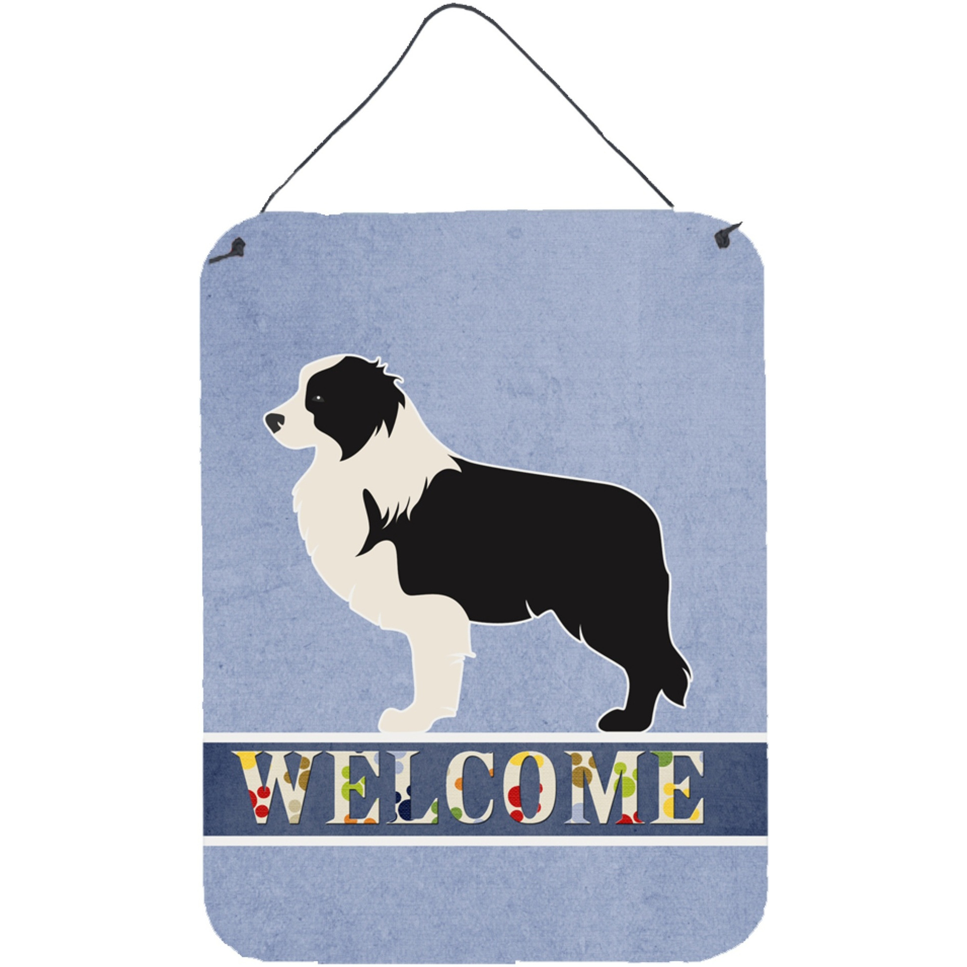 &quotCaroline's Treasures Black Border Collie Welcome Metal Print, 16 x 12, Multicolor"