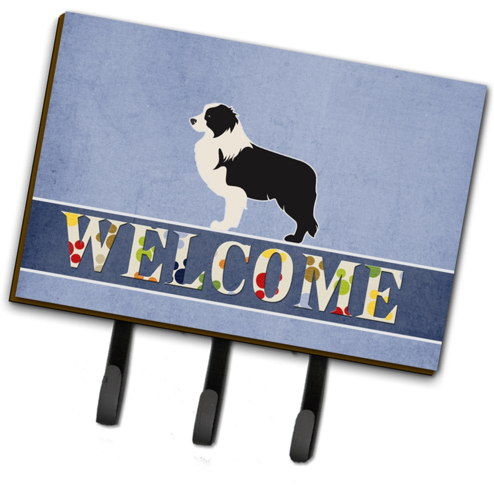 &quotCaroline's Treasures Black Border Collie Welcome Wall Hook, Triple, Multicolor"