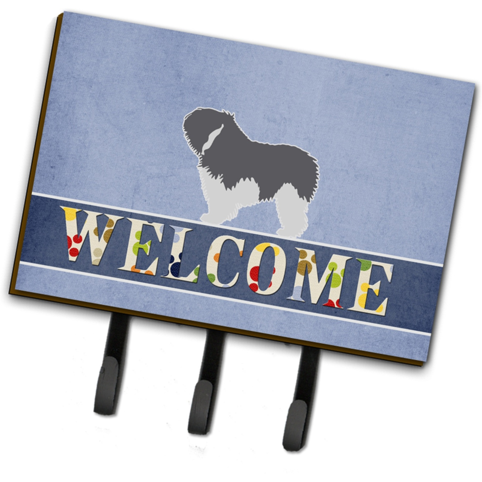 &quotCaroline's Treasures Lowland Polish Lowl and Sheepdog Dog Welcome Wall Hook, Triple, Multicolor"