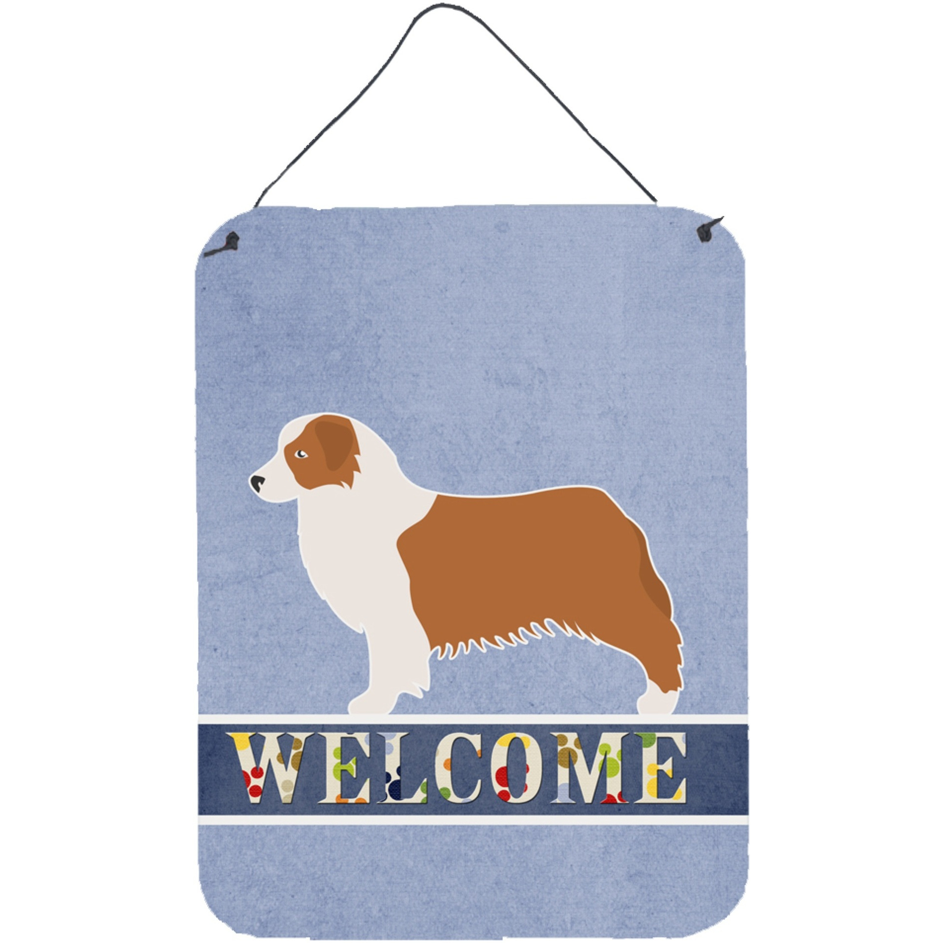 &quotCaroline's Treasures Australian Shepherd Dog Welcome Metal Print, 16 x 12, Multicolor"
