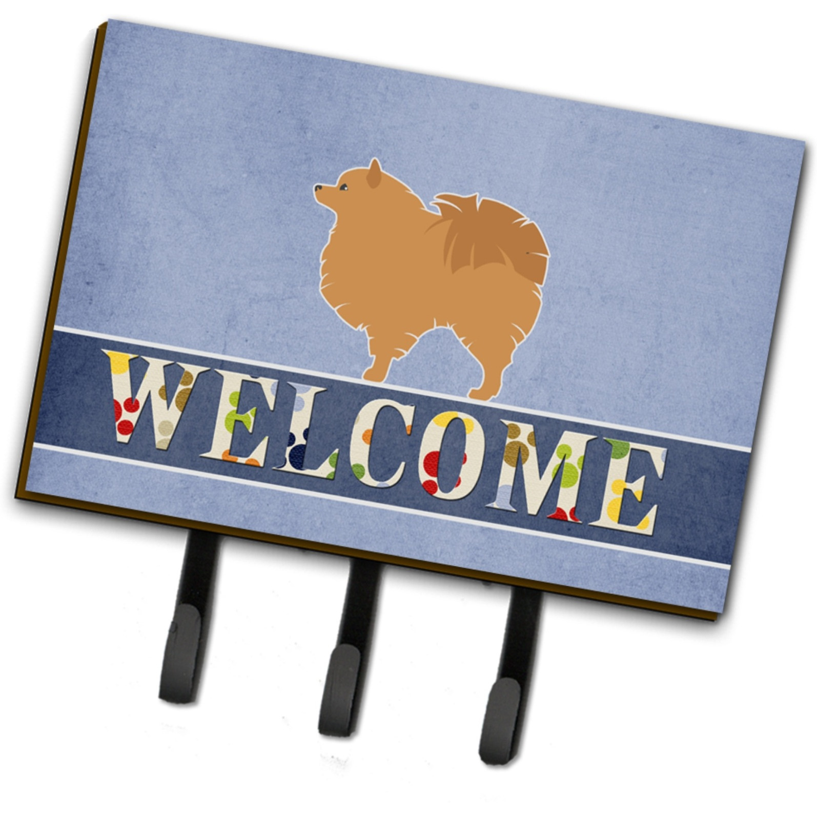 &quotCaroline's Treasures Pomeranian Welcome Wall Hook, Triple, Multicolor"