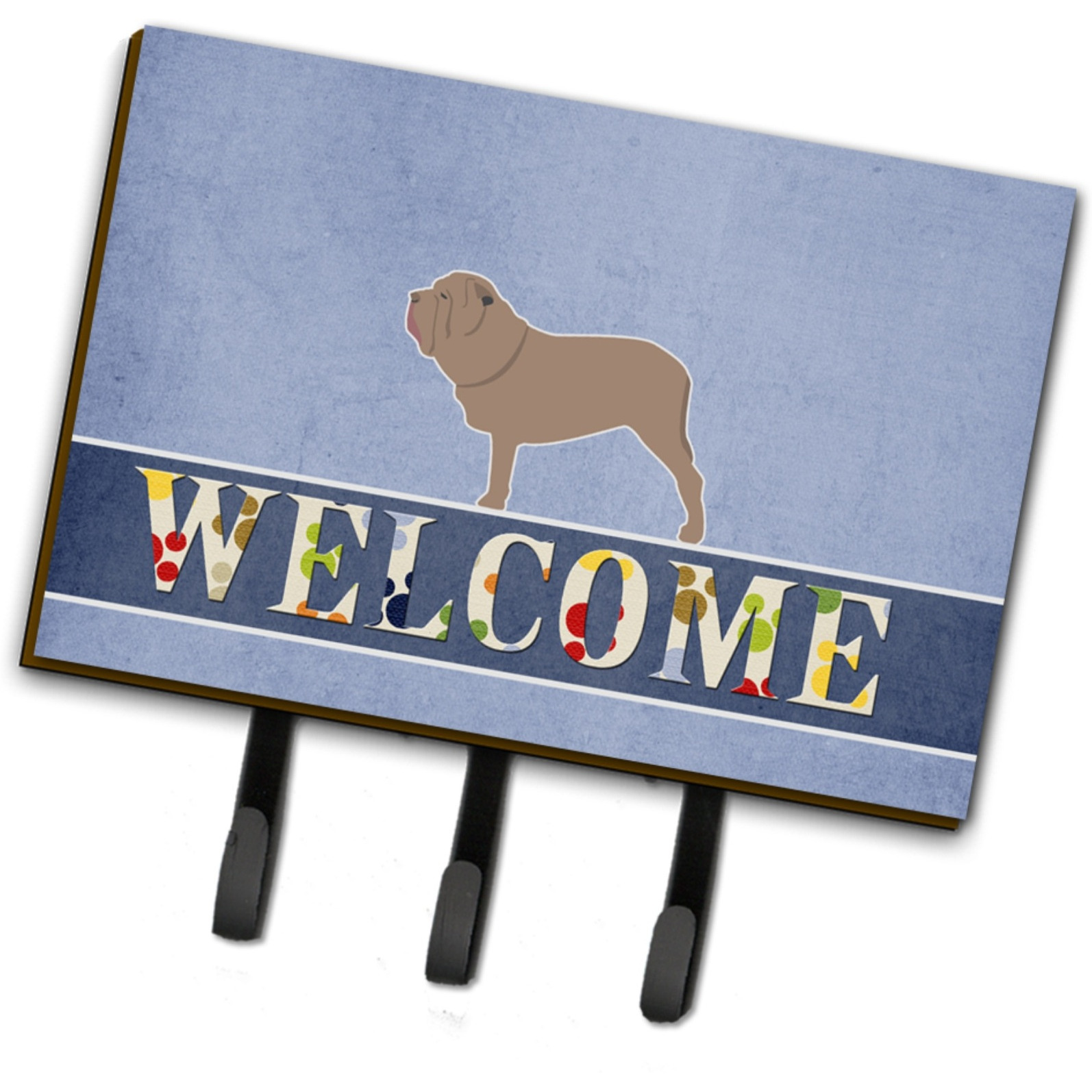 &quotCaroline's Treasures Neapolitan Mastiff Welcome Wall Hook, Triple, Multicolor"