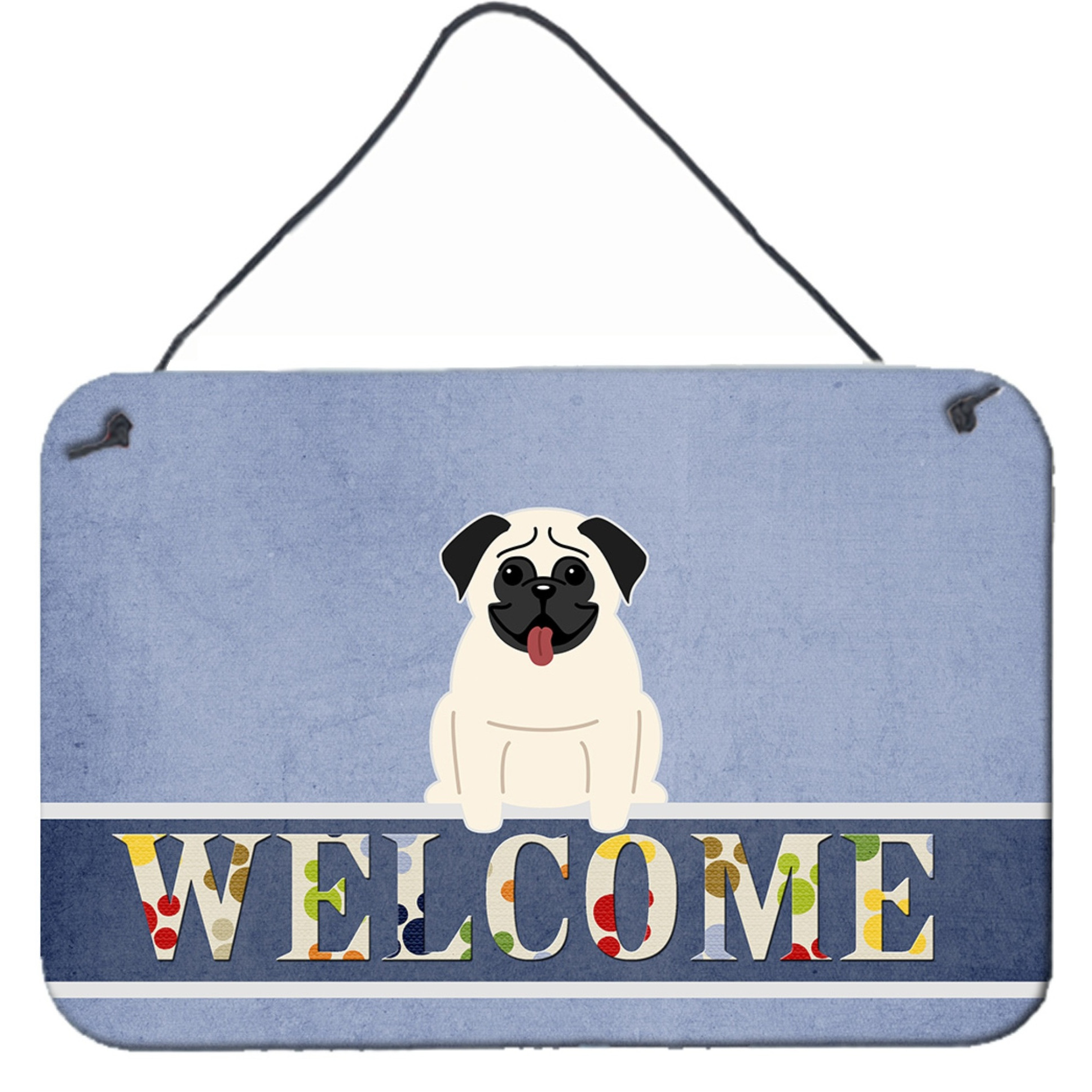 &quotCaroline's Treasures Welcome Pug Cream Metal Print, 8 x 12"